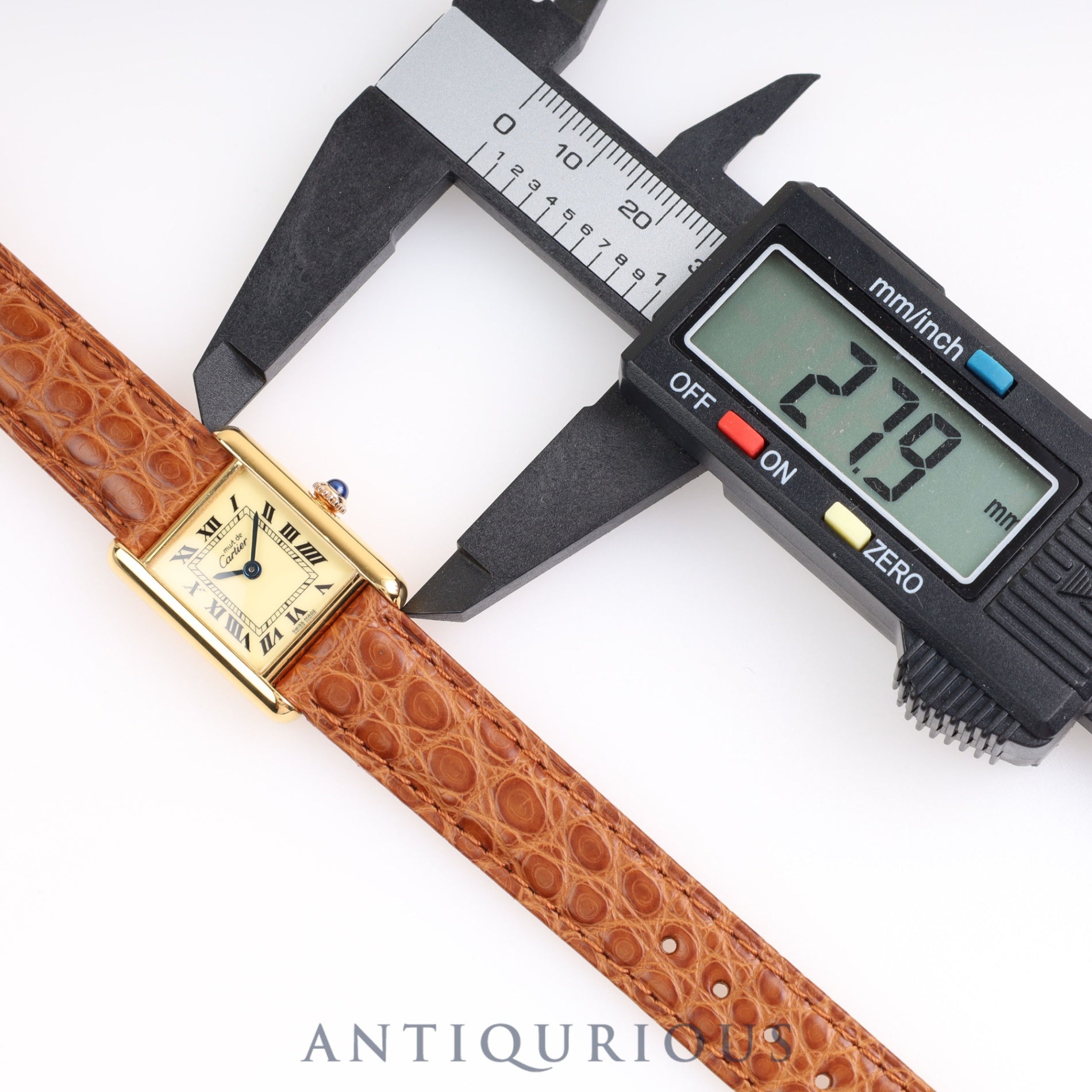 Cartier Must Tank SM Manual winding 925 Leather Genuine buckle (GP) Ivory dial Box Warranty (1981)