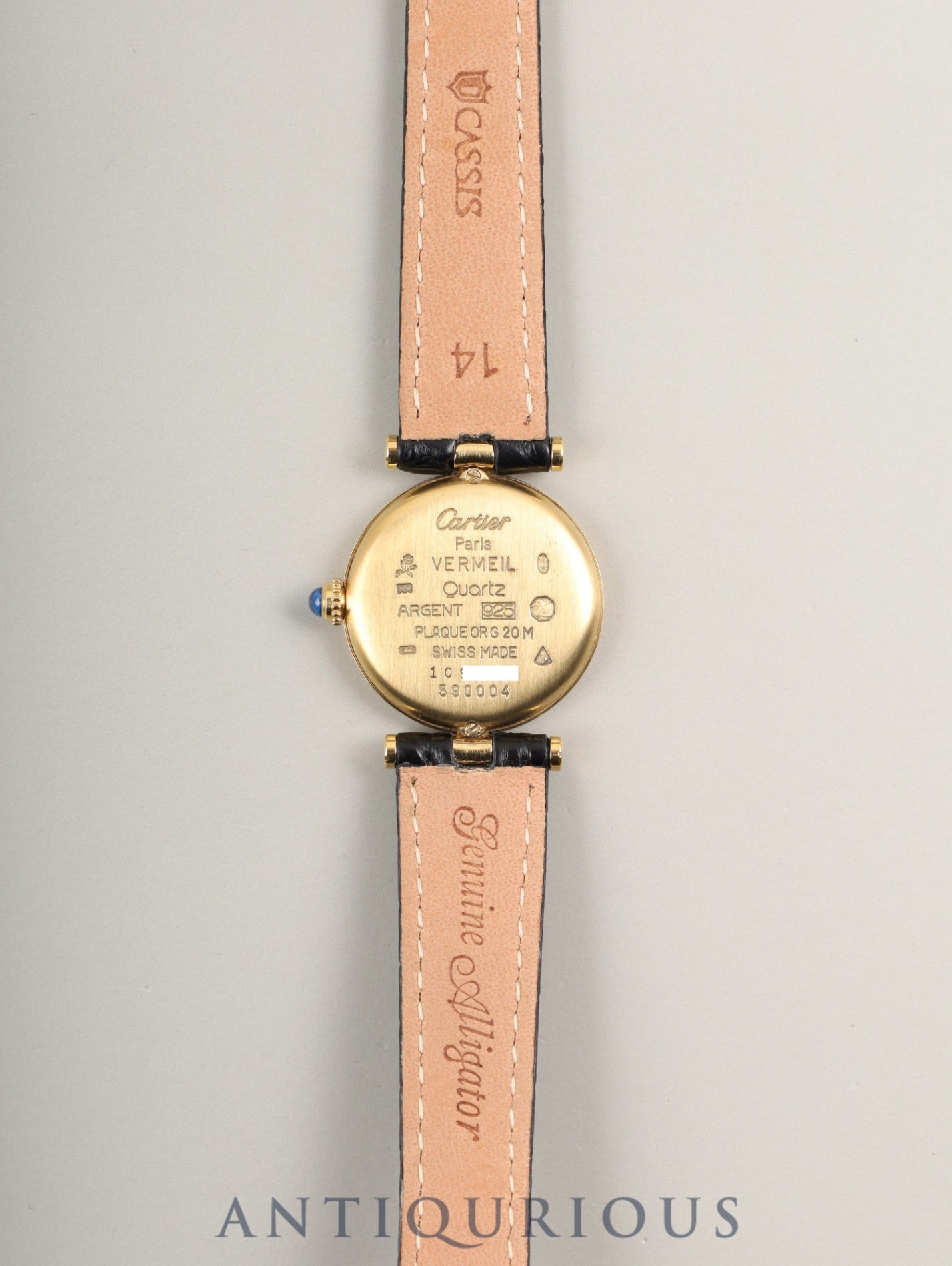 Cartier Must Vendôme VLC SM 590004 Quartz Caliber 90 SV925 Leather Strap with Genuine D-buckle (GP) Arabic Dial Overhauled