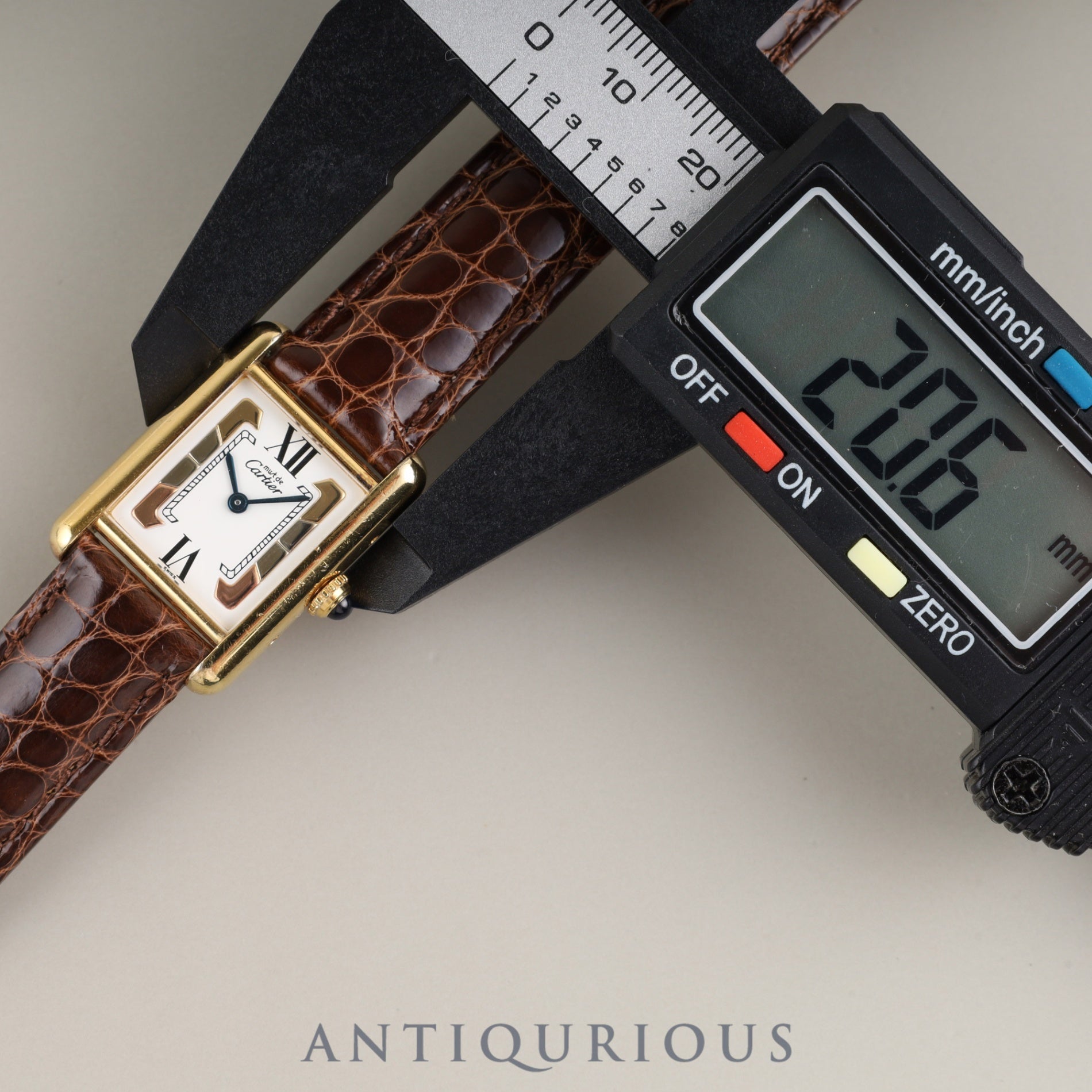 Cartier Must Tank SM 5057001 Quartz Caliber 057 SV925 Leather Strap with Genuine D-Buckle (GP) Side Trinity Dial Circa 1982-Circa 1995 Overhauled