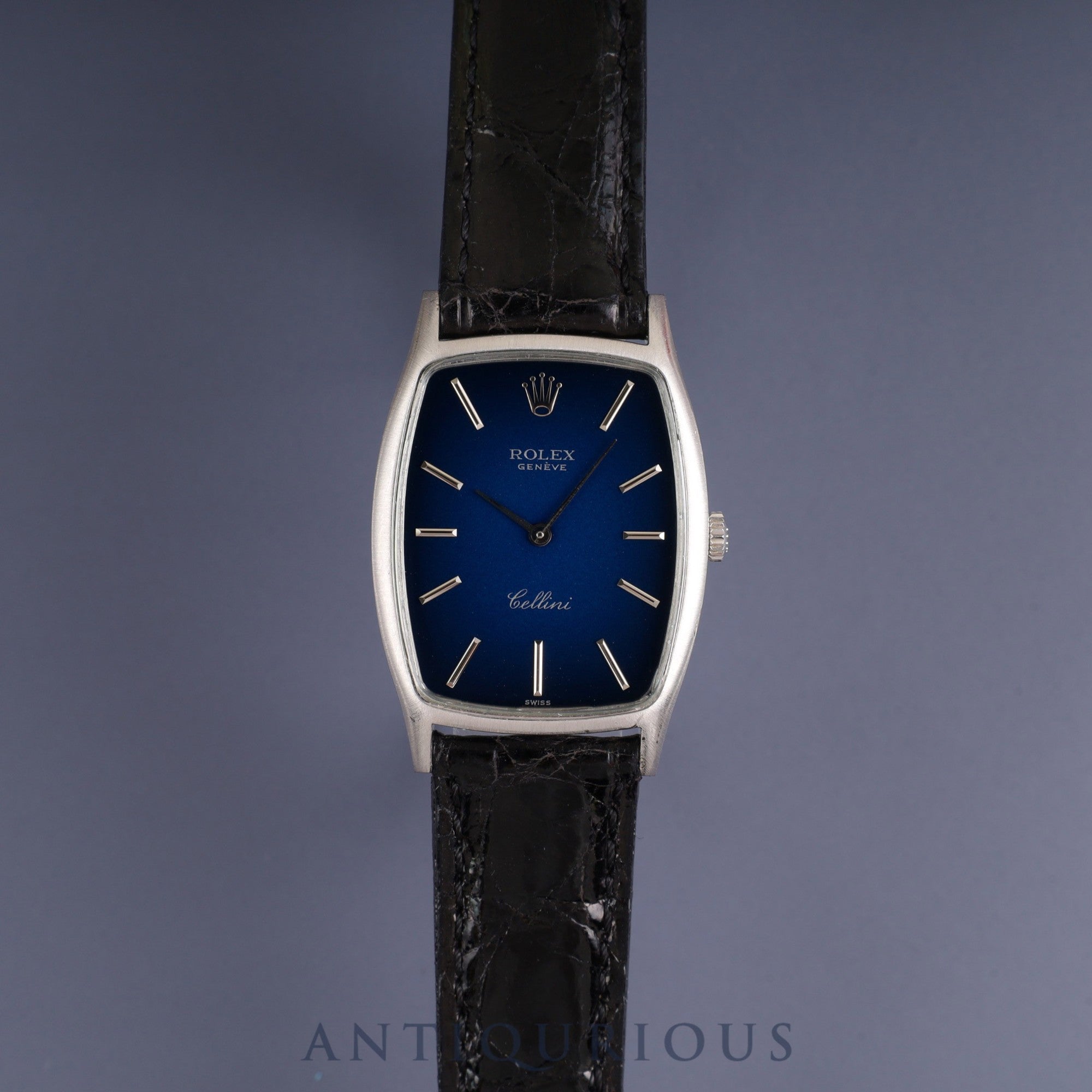 Rolex CELLINI 3807 Manual Winding Caliber 1601 18K Leather Strap with Genuine Stainless Steel Buckle Blue Gradient Dial 26x37mm 38 Series (1973) Overhauled