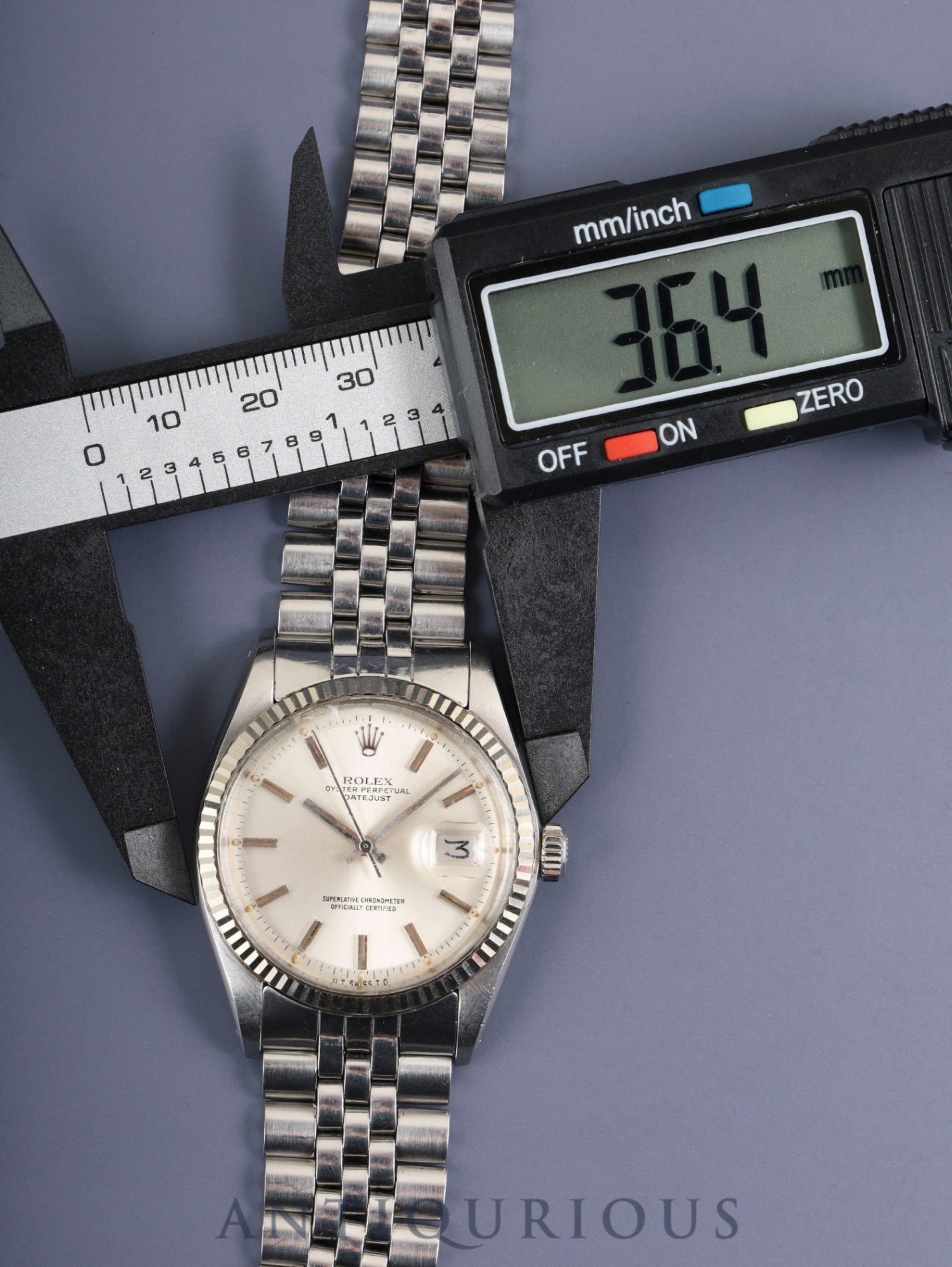 Rolex Datejust 1601 Automatic Caliber 1570 Stainless Steel/White Gold Stainless Steel Silver Dial No. 36 (1972) Overhauled