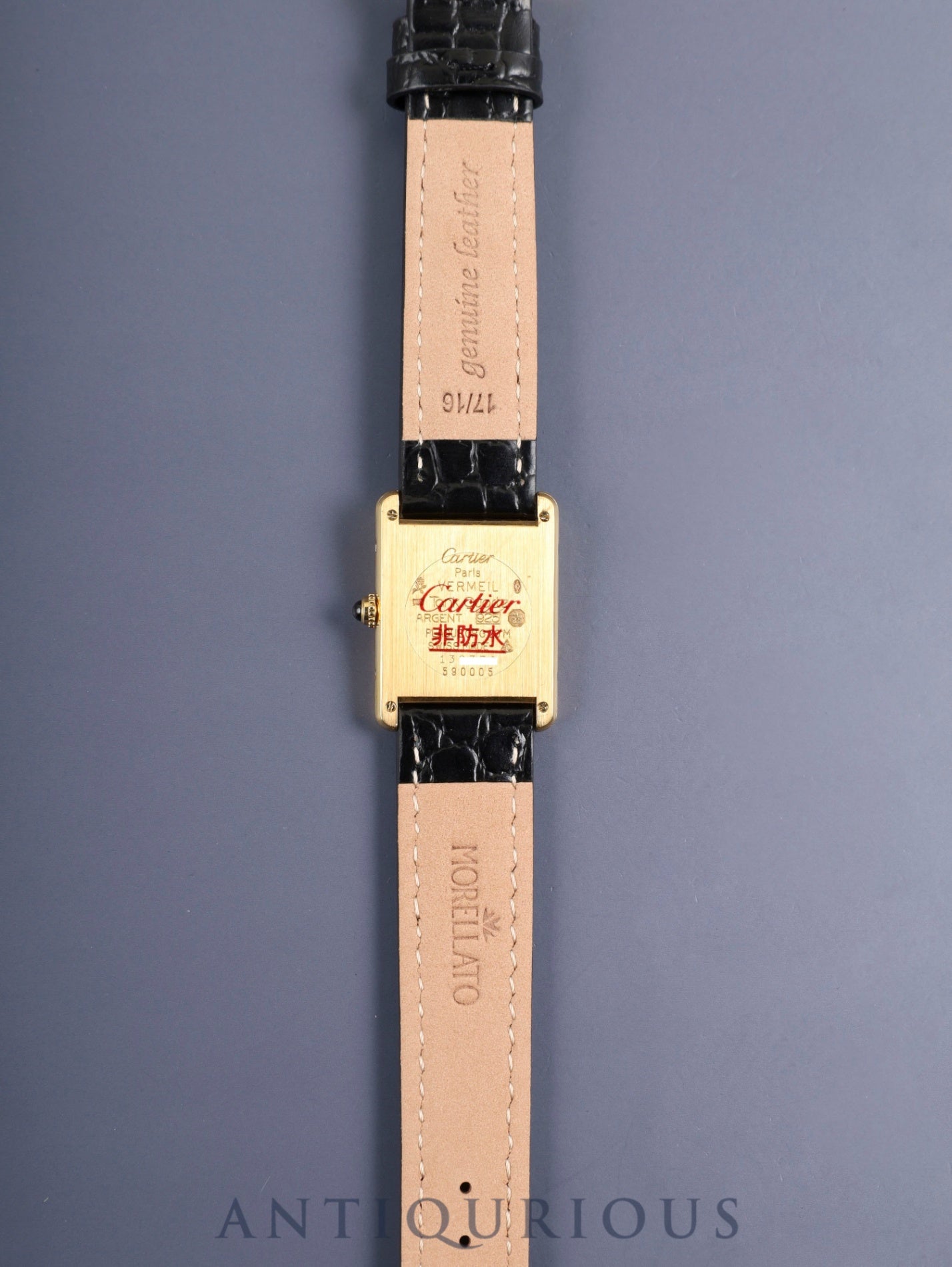Cartier Must Tank LM 590005 Quartz SV925 Leather Original Pin Buckle (GP) Opaline Dial (SWISS MADE) Polished, Complete Service at Cartier Boutique