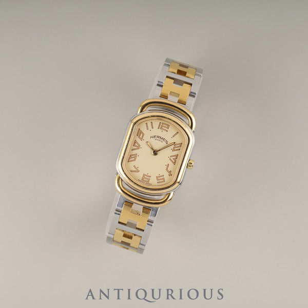 エルメス ラリー 77.03 クォーツ Cal.976.001  SS/GP SS/GP アイボリー文字盤 オーバーホール済み