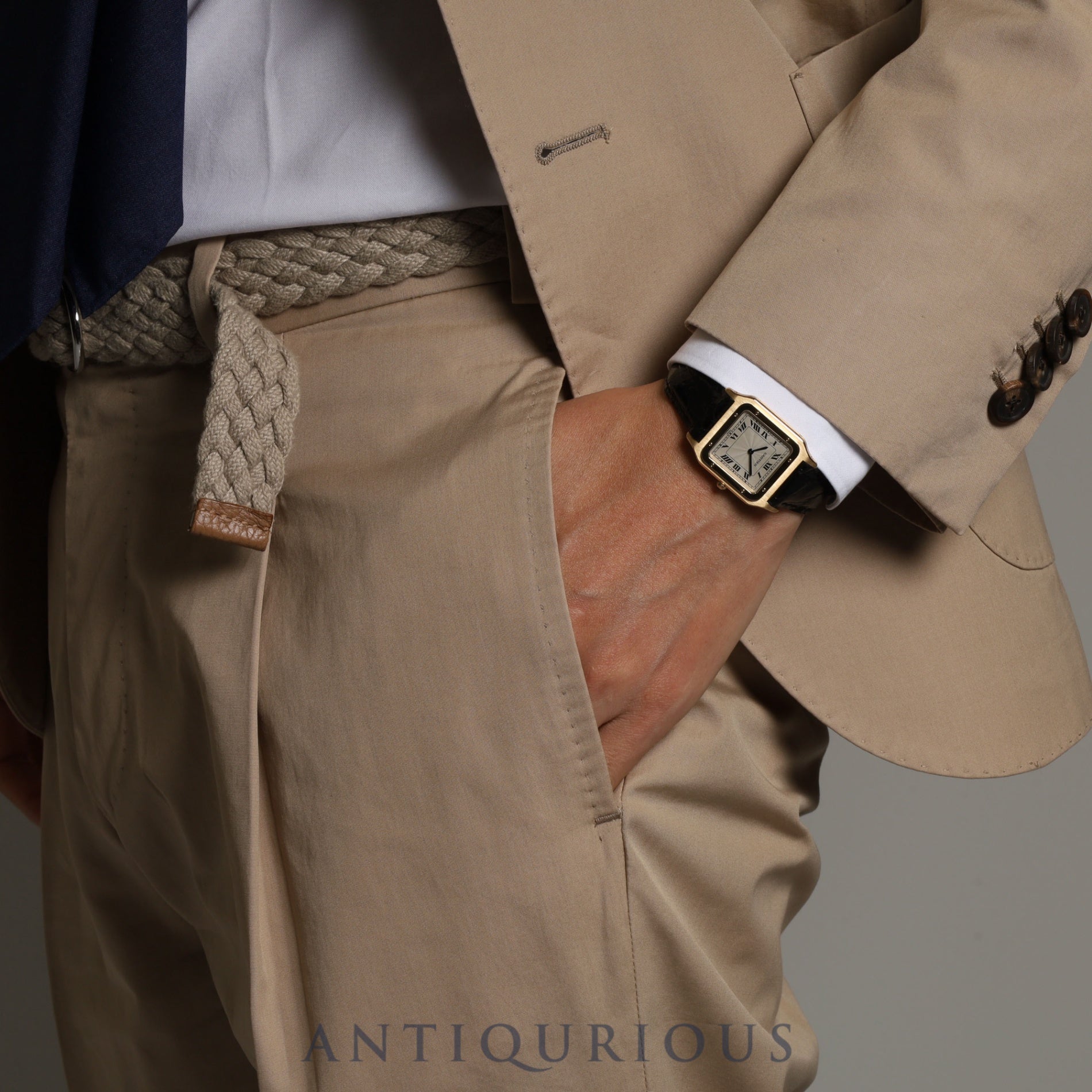Cartier Santos Dumont Extra Slim W1505453 Manual winding Cal.21MC 750YG Leather Genuine buckle (750) Guilloché Ivory dial Box