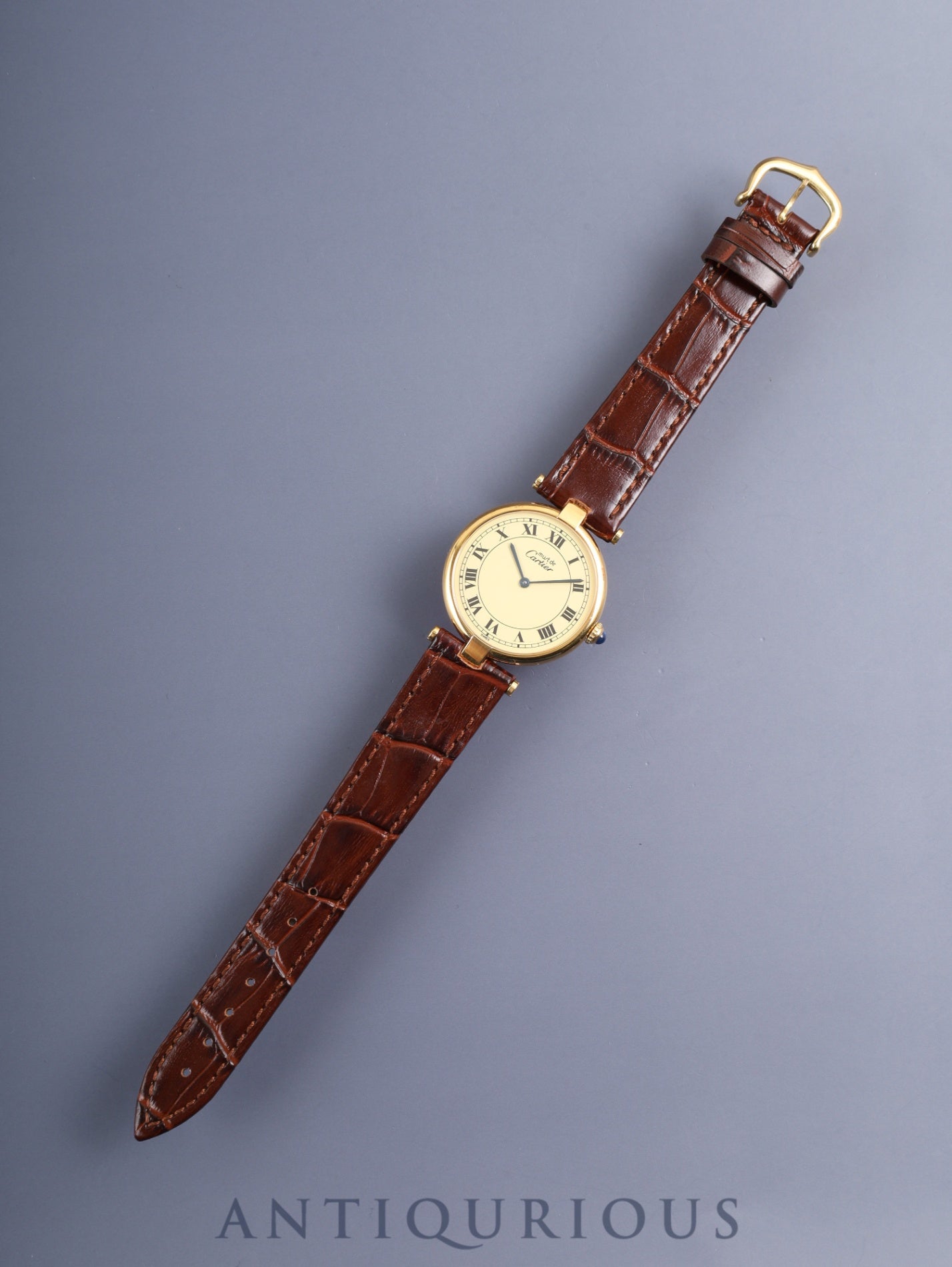 カルティエ マスト ヴァンドーム VLC LM W1001853 / 590003 クォーツ Cal.90 SV925 革 純正尾錠(GP)アイボリーローマン文字盤 オーバーホール済み