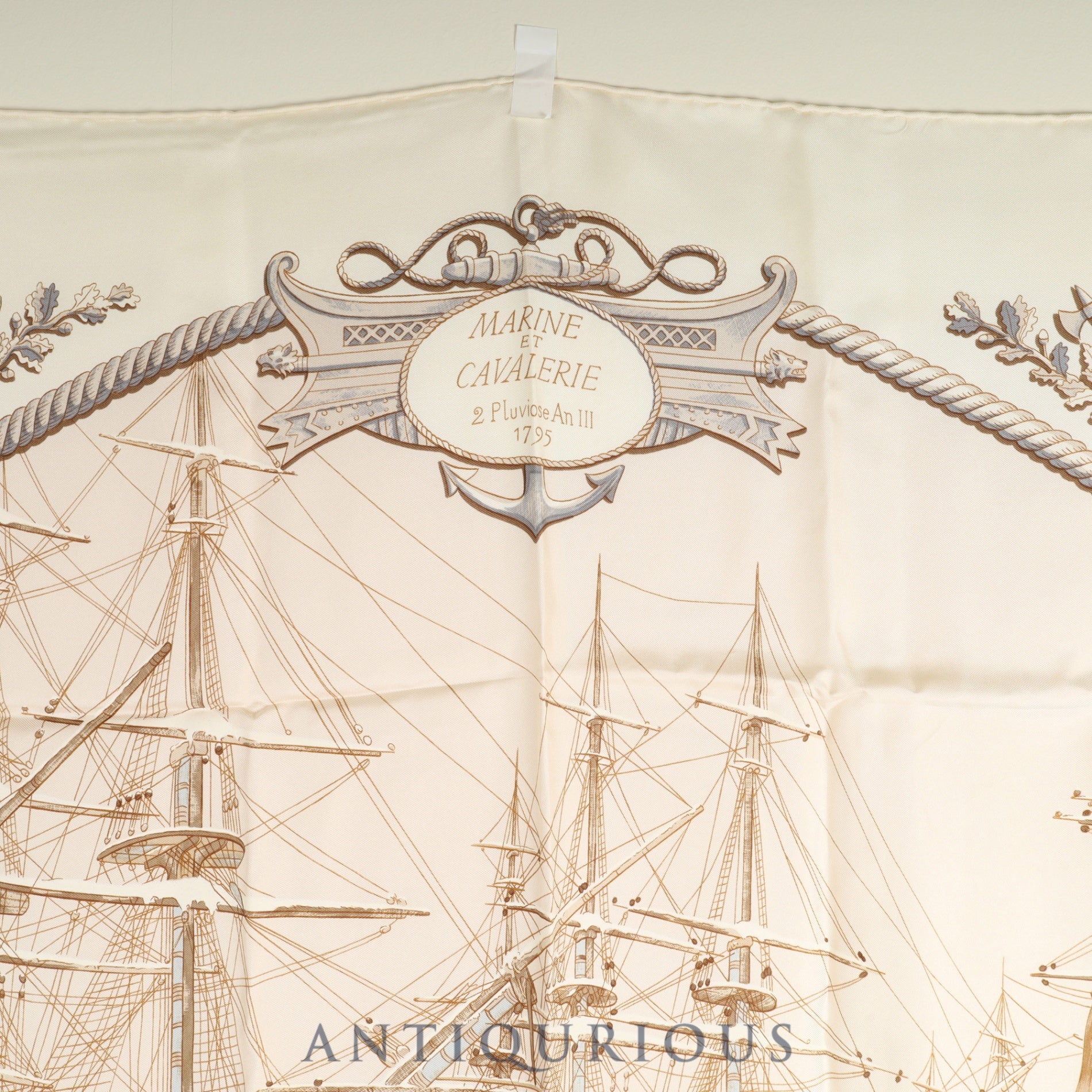 エルメス スカーフ カレ90 MARINE ET CAVALERIE 海と騎兵隊 SILK100%