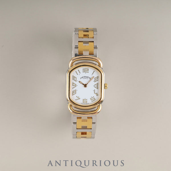 エルメス ラリー 77.03 クォーツ Cal.976.001 SS/GP SS/GP ホワイト文字盤 オーバーホール済み