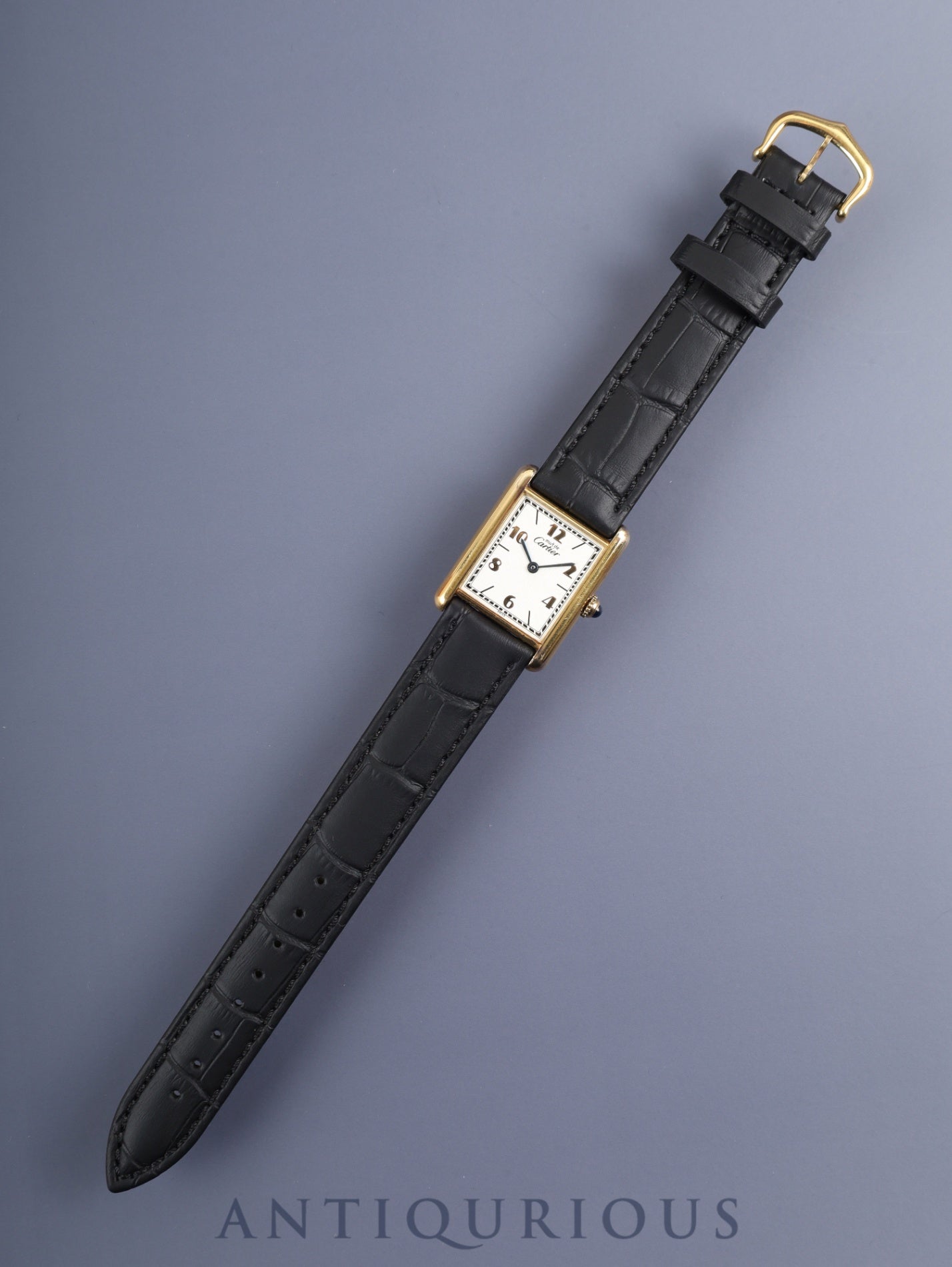 カルティエ マストタンク LM 590005 クォーツ Cal.90 SV925 革 純正尾錠(GP) 飛びアラビアCC文字盤(SWISS表記) 箱 冊子 保証書(1992年/H4)オーバーホール済み