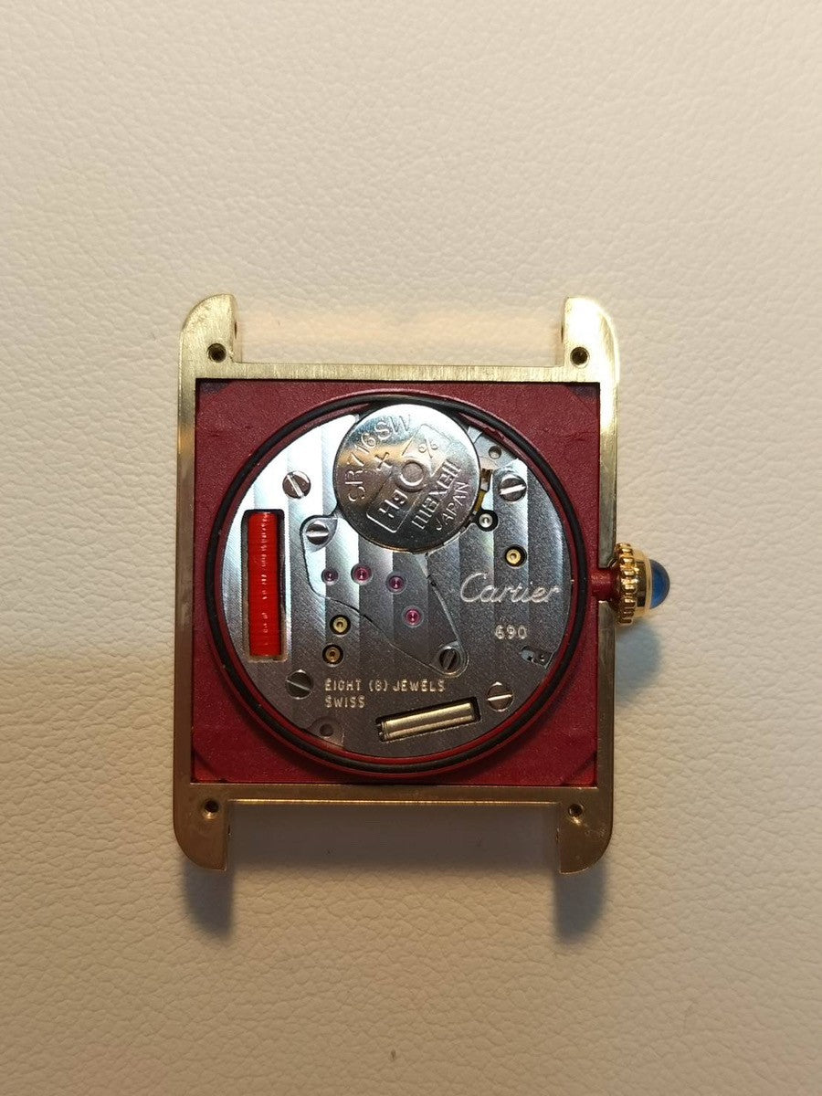 カルティエ マストタンク LM 590005 クォーツ Cal.690 SV925 革 純正ピンバックル(GP)アイボリーローマン文字盤(SWISS表記)箱 冊子