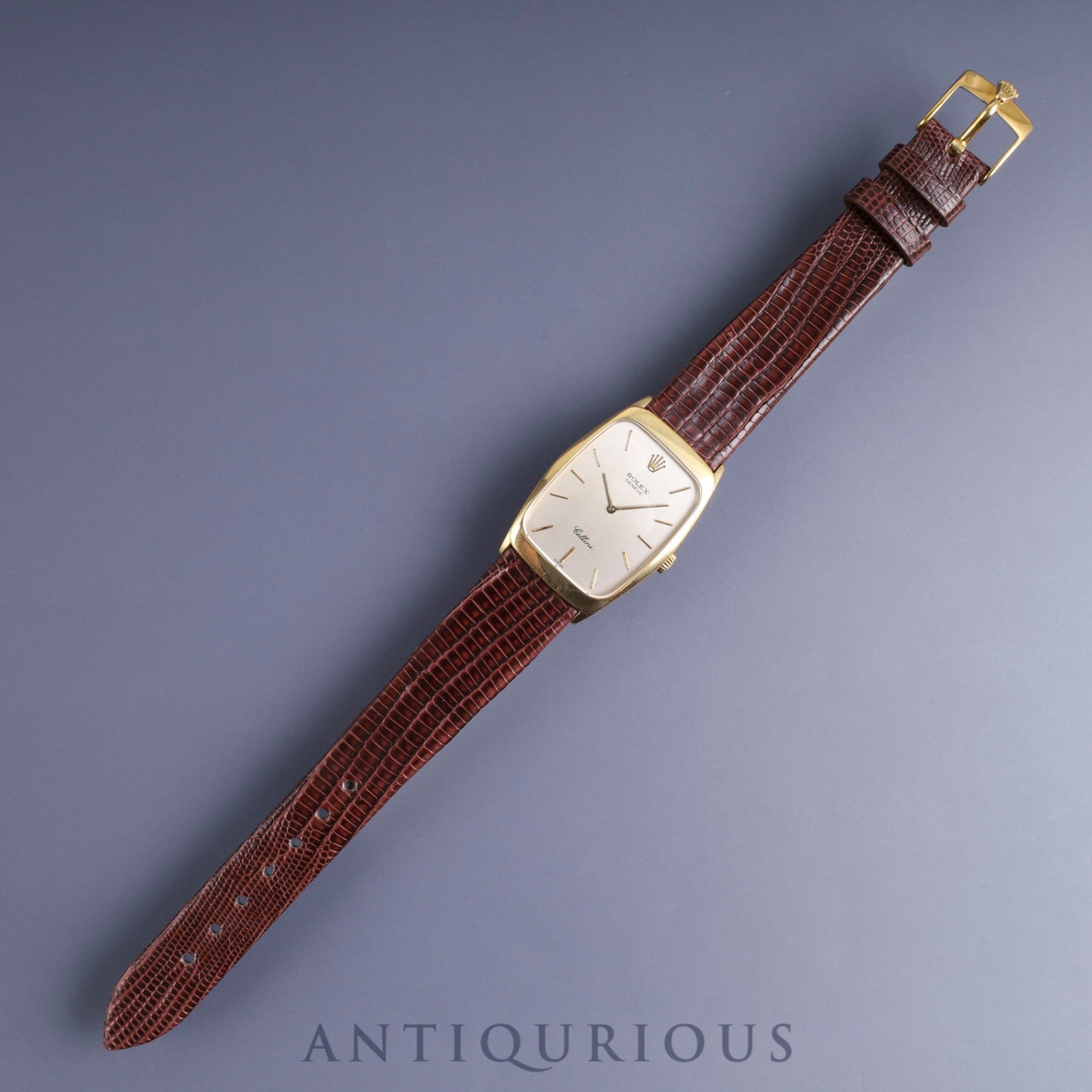 Rolex Cellini 4136 Manual winding Cal.1601 750 Leather Genuine buckle (GP) Silver dial No. 43 (1975) Overhauled