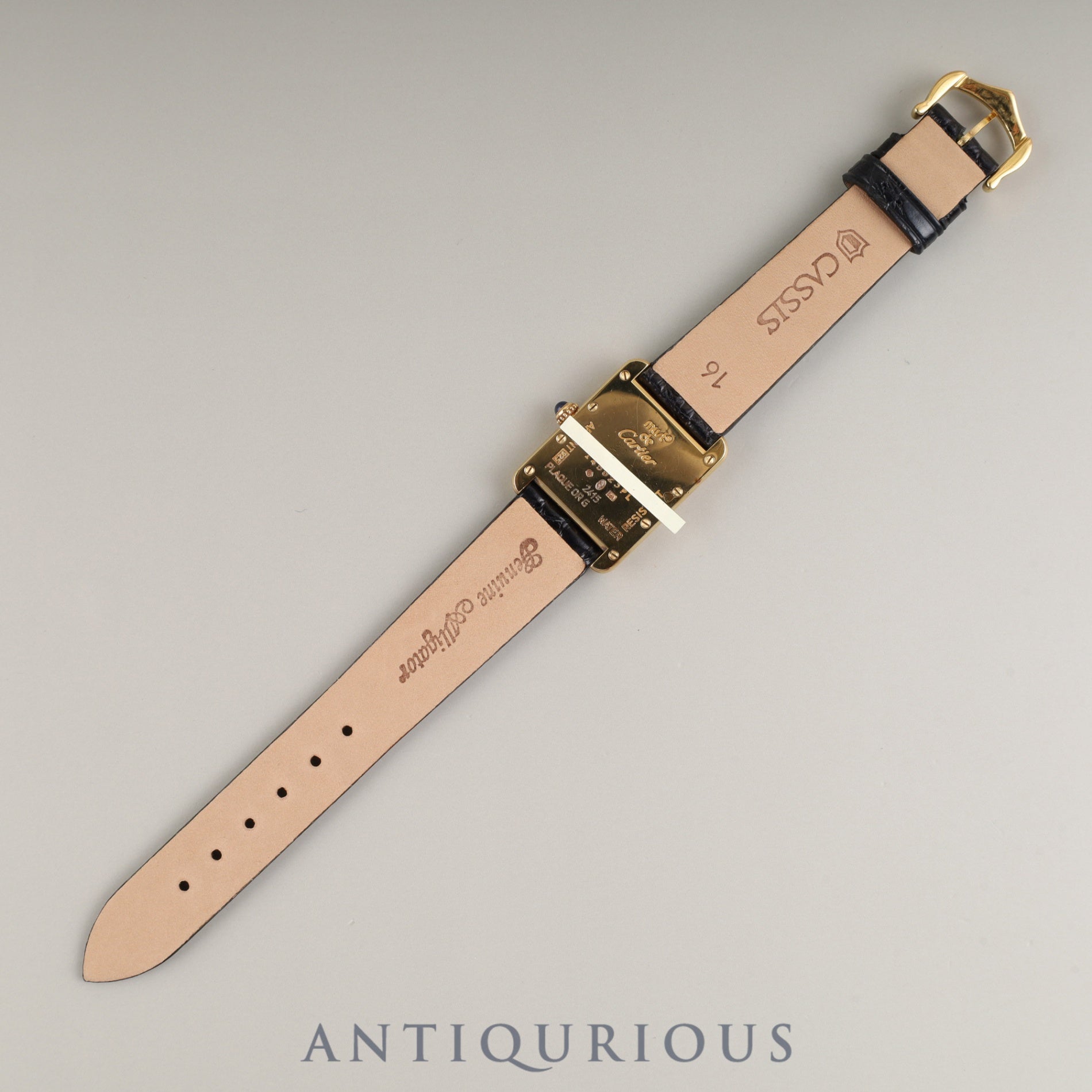 Cartier Must Tank MM 2415 Quartz Caliber 057 SV925 Leather Strap with Genuine GP Buckle, Ivory Roman Dial, Overhauled