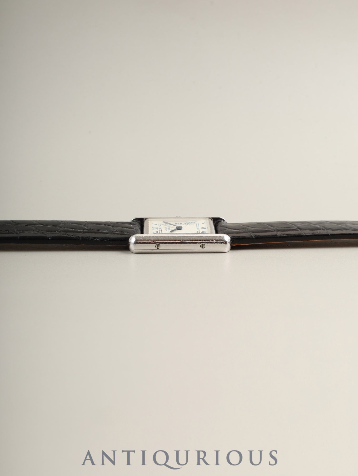 Cartier Must Tank SM W1001543 / 6057002 Quartz Cal.057 SV925 Leather Genuine Pin Buckle (SS) White Roman Dial (SWISS marking) Overhauled