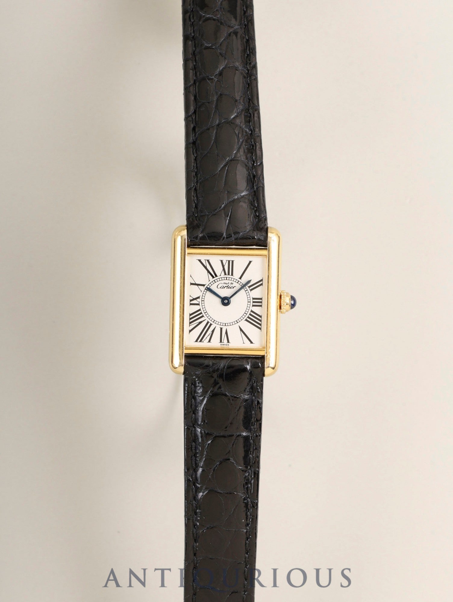 カルティエ マストタンク SM 5057001 クォーツ Cal.- SV925 革 純正Dバックル(GP)オパラン文字盤 (SWISS表記)箱 カルティエブティックにてコンプリートサービス済み