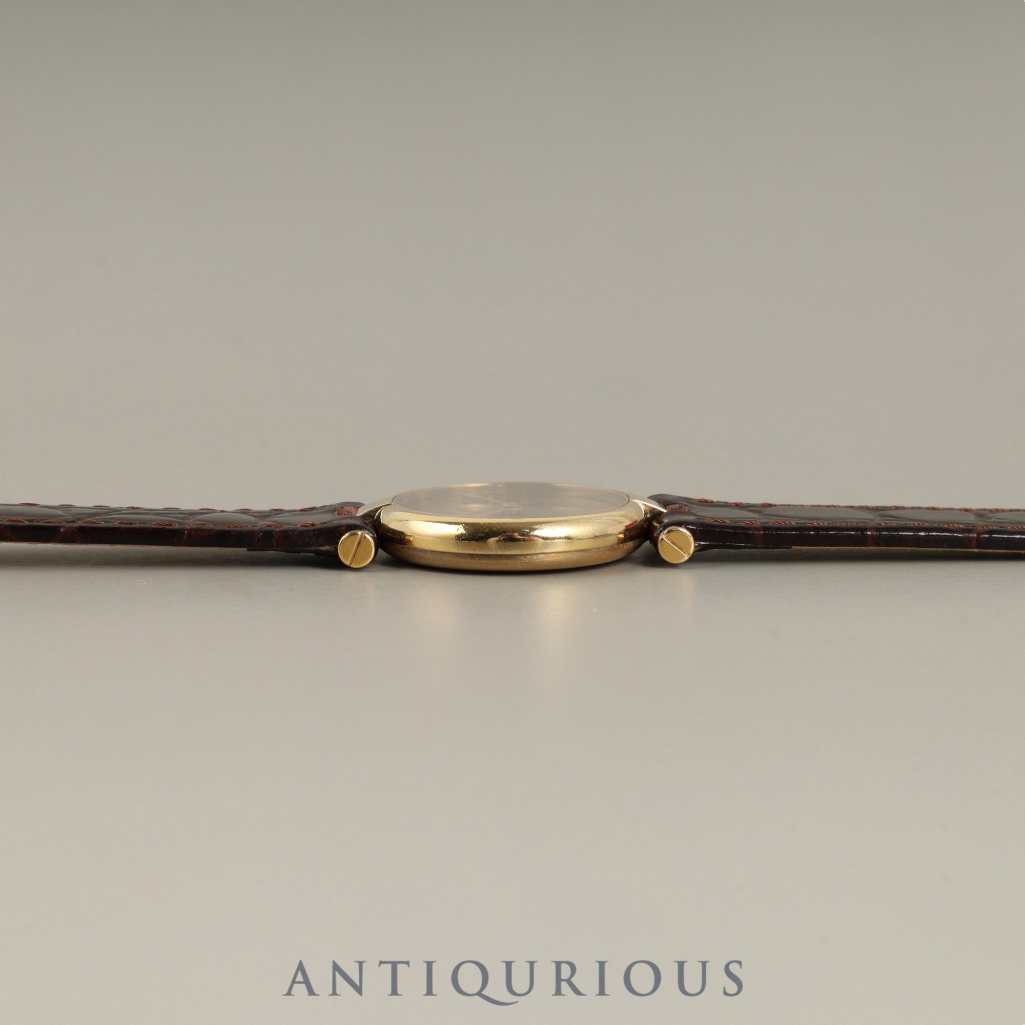 Cartier Must Vendôme VLC SM 18 Quartz Cal.81 SV925 Leather Strap with Genuine GP Buckle, Mahogany Roman Dial, Box, Overhauled