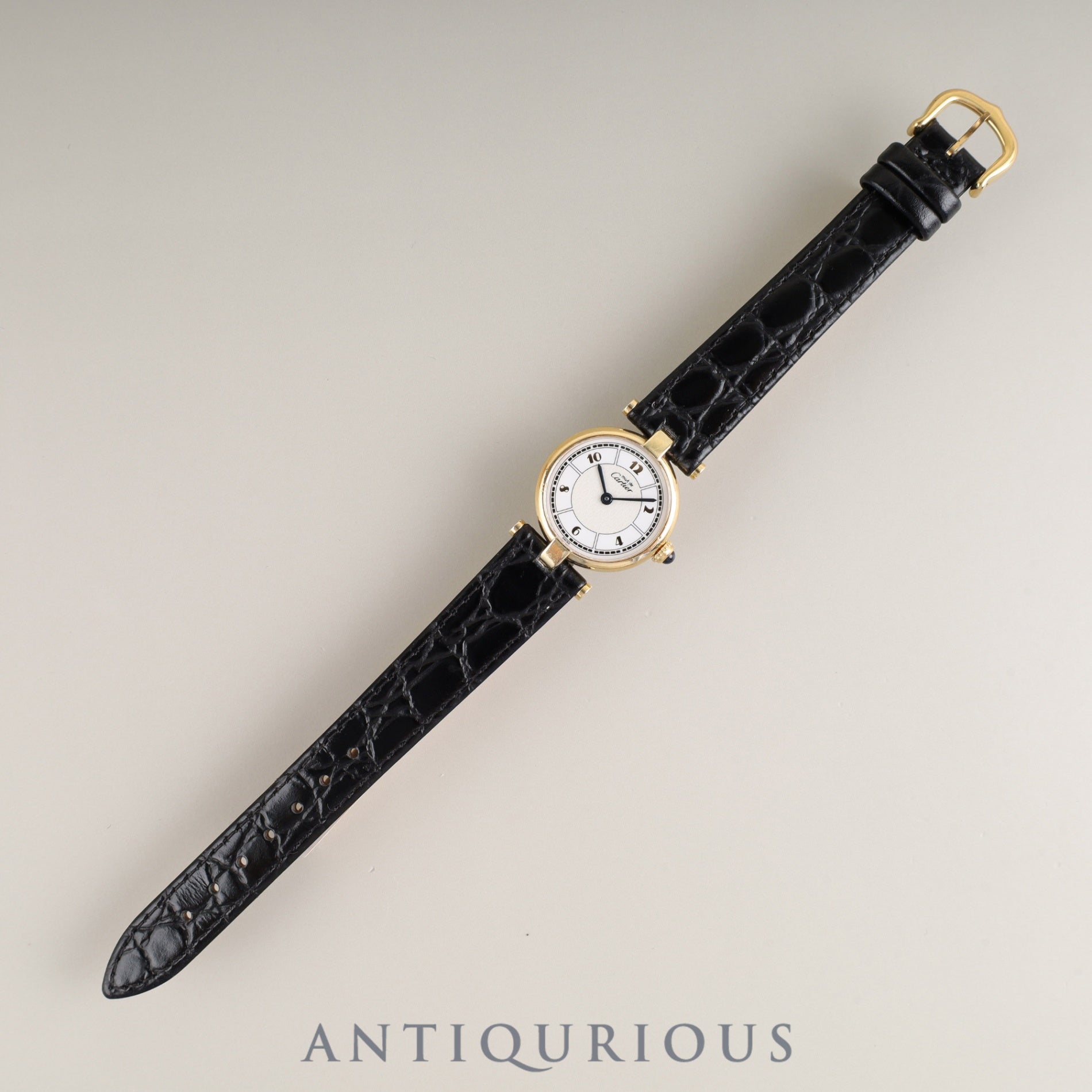 Cartier Must Vendôme VLC SM 1851 Quartz Cal. 690 SV925 Leather Genuine Buckle (GP) Arabic CC Dial Box Warranty (1998) Overhauled