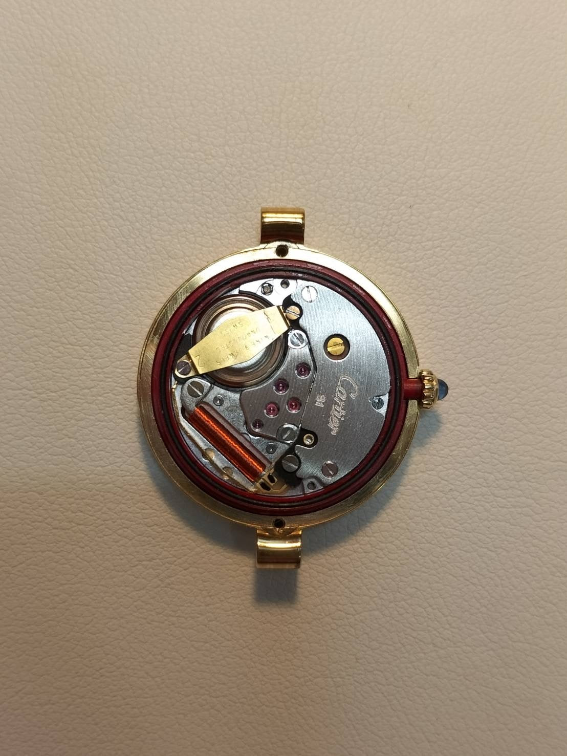 Cartier Must Vendôme VLC SM Quartz Cal.81 SV925 Leather Strap with Genuine GP Buckle, Onyx Dial, Overhauled