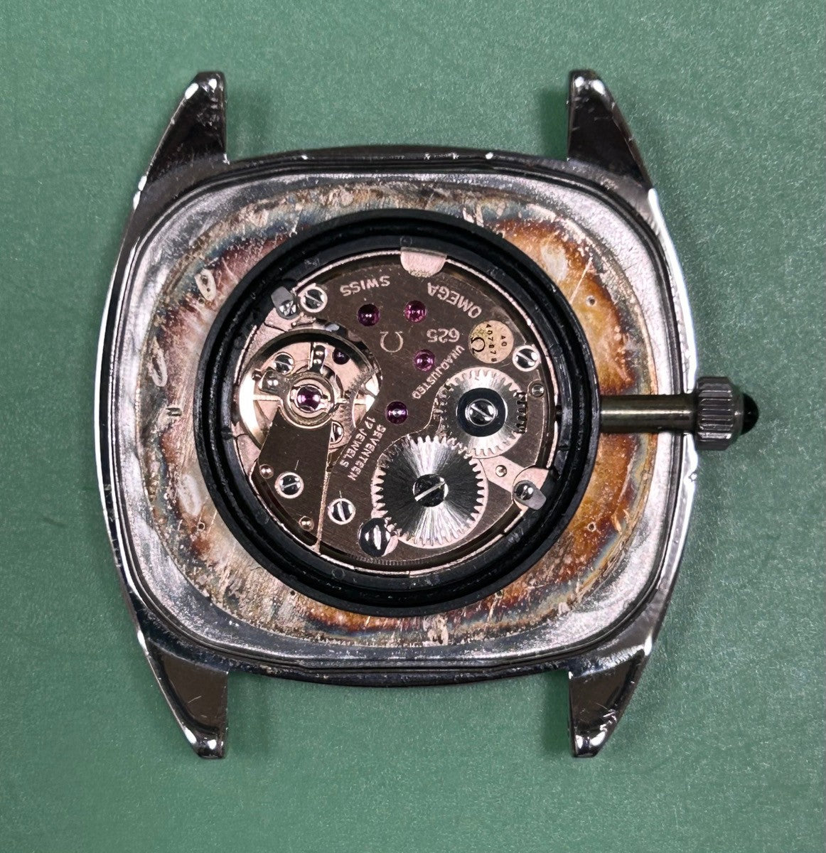 Omega De Ville 111.0132 Manual Winding Caliber 625 Stainless Steel Leather Strap with Genuine Stainless Steel Buckle, Silver Dial, Overhauled