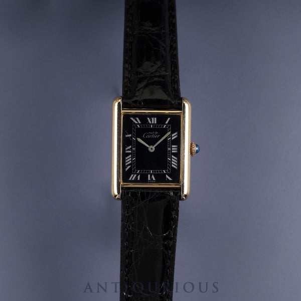 Cartier Must Tank LM Manual winding Cal.78-1 SV925 Leather Genuine buckle (GP) Black Roman dial Overhauled