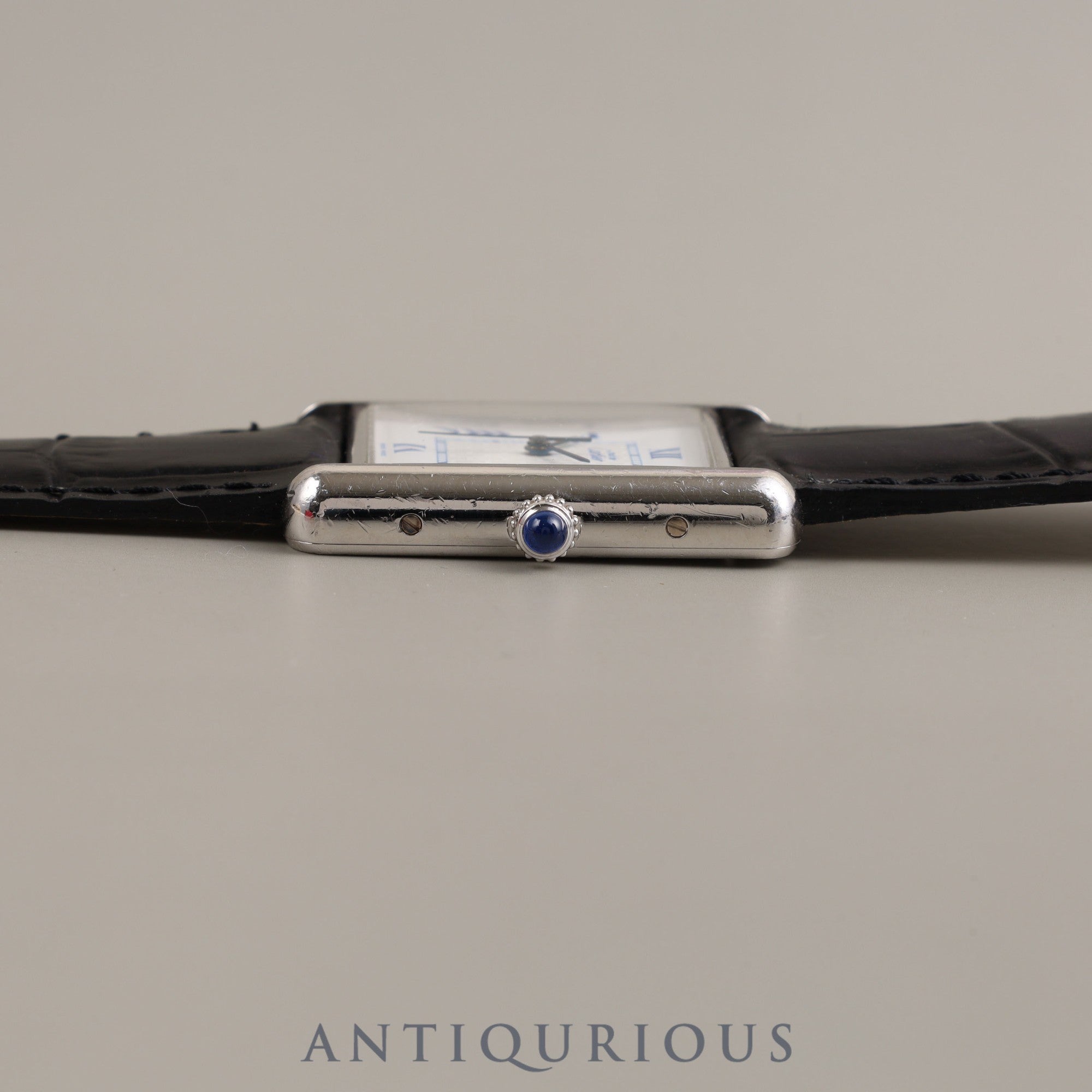 Cartier Must Tank GM (XL) Date QZ Cal.687 W1014154 / 2414 SV925 Leather Genuine Buckle (SS) White Roman CC Dial Box
