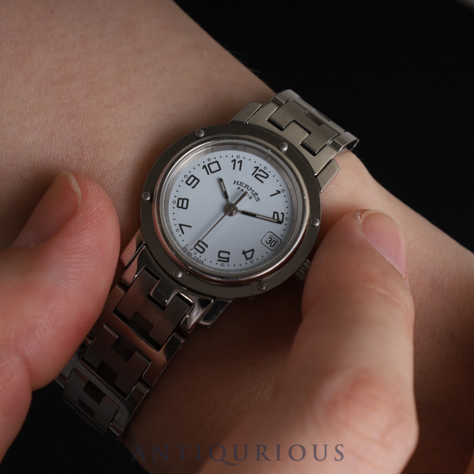 Hermes Clipper CL4.210 Quartz SS SS White Arabic Dial Overhauled