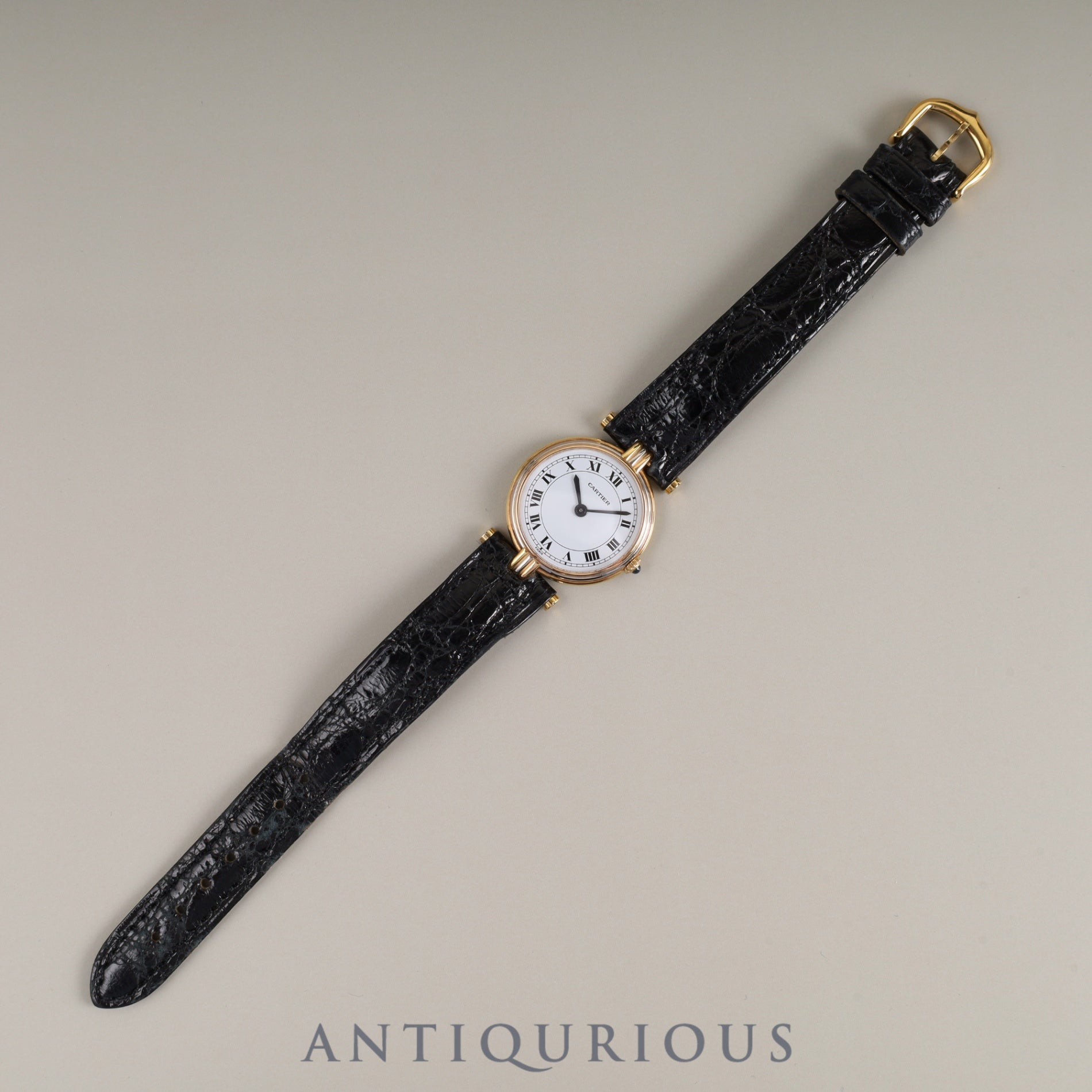 Cartier Vendome VLC SM Trinity 81004 Quartz Cal.81 750 Genuine leather strap Genuine buckle (GP) White Roman dial Overhauled