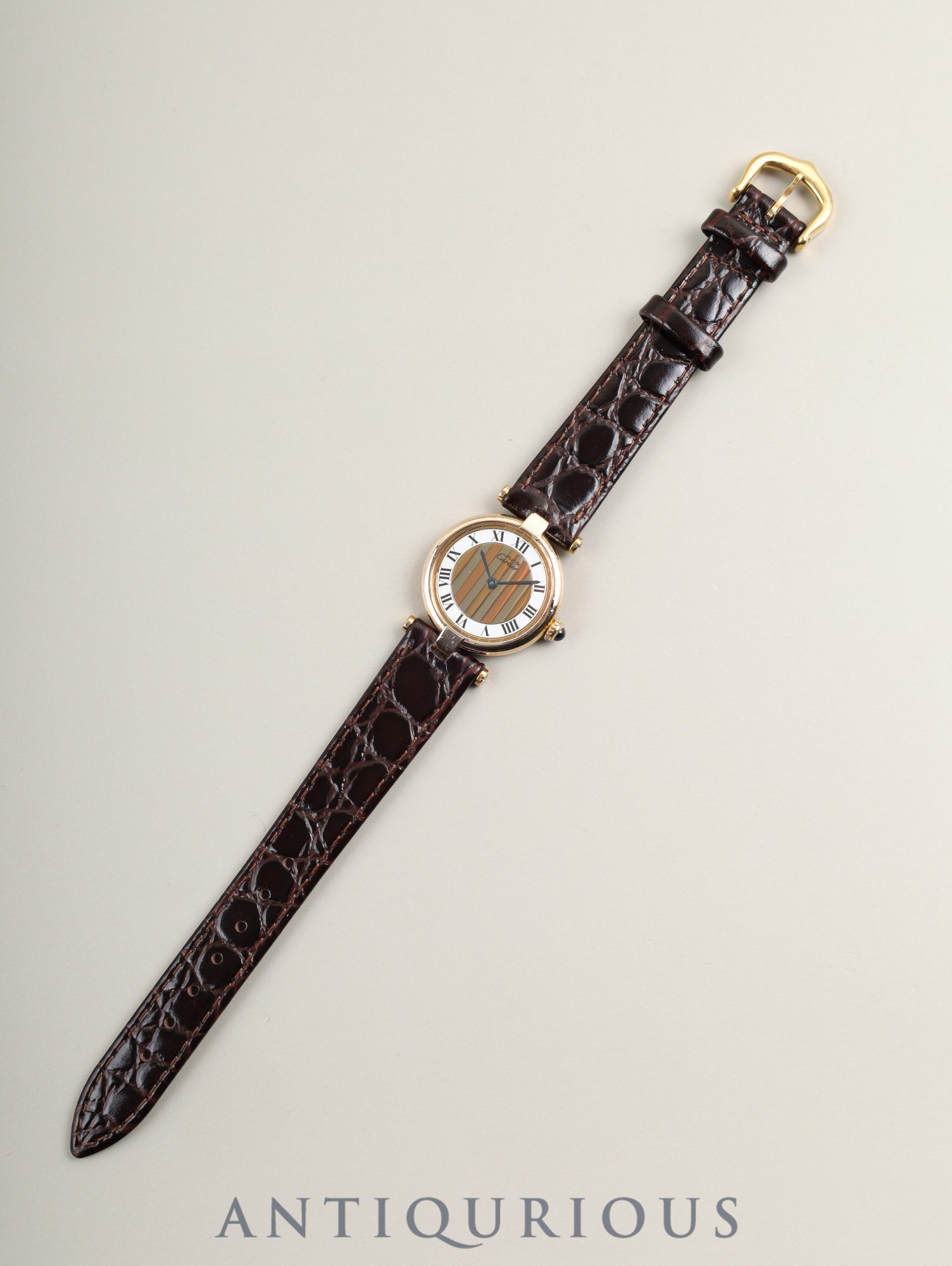 カルティエ マスト ヴァンドーム VLC SM 590004 クォーツ Cal.90 SV925 革 純正尾錠(GP) フロントトリニティ文字盤 オーバーホール済み