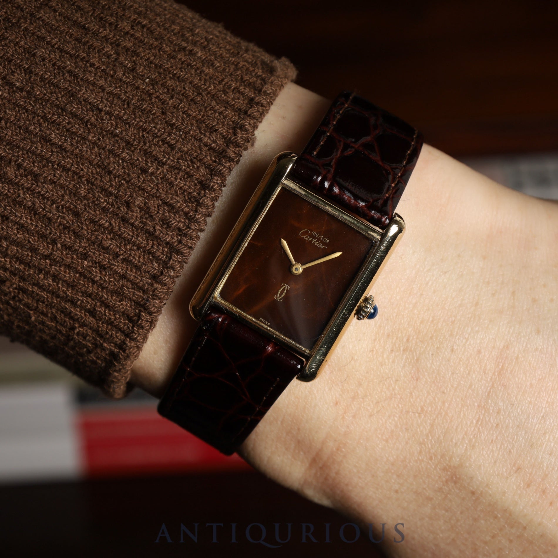 Cartier Must Tank LM Manual winding Cal.78-1 SV925 Leather Genuine buckle (GP) Mahogany dial Overhauled