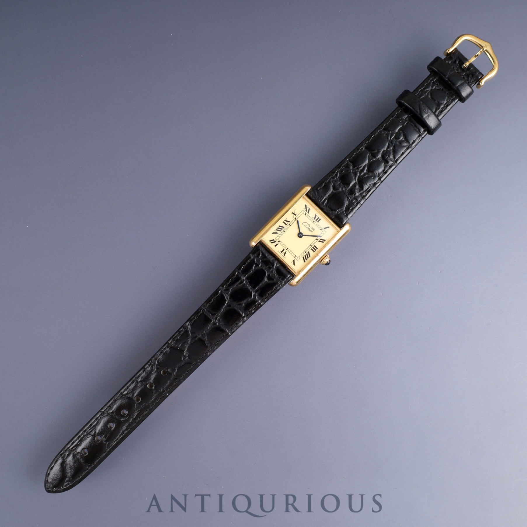 Cartier Must Tank LM W1002753 / 1615 Quartz SV925 Leather Genuine buckle (GP) Ivory Roman dial Warranty (1996) Complete service (full maintenance) completed at Cartier boutique