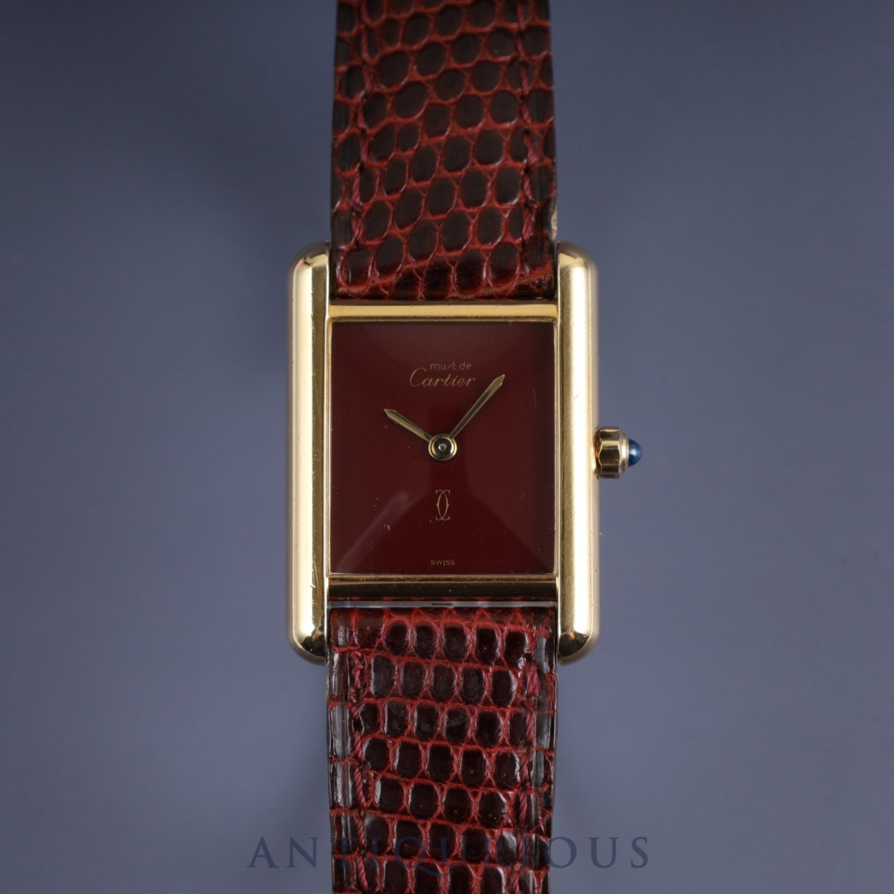 Cartier Must Tank SM 3 66001 Quartz SV925 Genuine leather strap Genuine buckle (GP) Garnet dial Bordeaux dial Overhauled