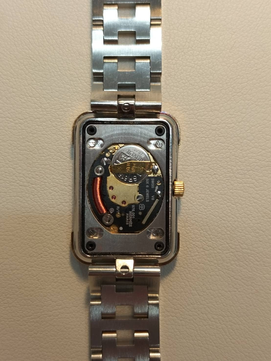 エルメス クロアジュール CR1.220 クォーツ Cal.976.001 SS/GP SS/GP ホワイト文字盤 箱 保証書(2000年) オーバーホール済み