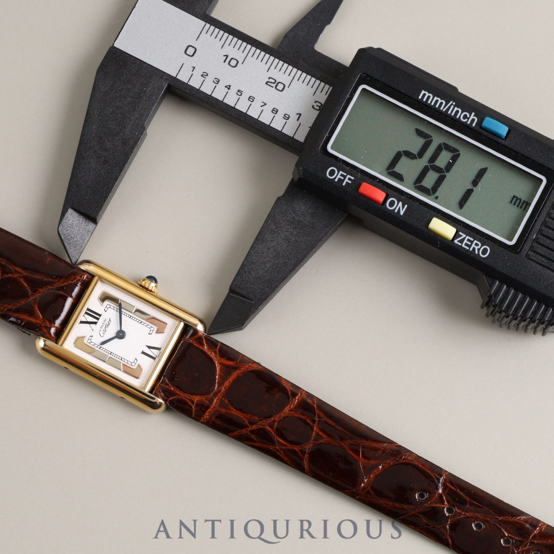 Cartier Must Tank SM W1006354 / 5057001 Quartz Cal.057 Leather Genuine Buckle (GP) Trinity Dial Overhauled