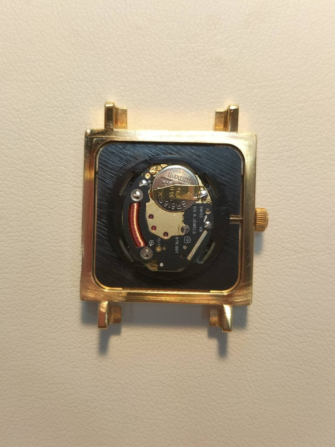 ティファニー アトラススクエア T976 001 L3630 クォーツ Cal.976.001 750 革 純正尾錠(GP) ゴールド文字盤 箱 ケース 冊子 保証書(1996年)オーバーホール済み