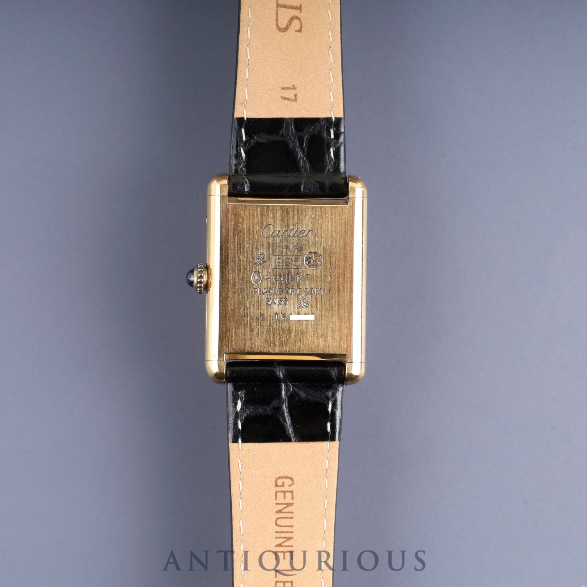 カルティエ マストタンク LM 手巻き Cal.- SV925 革 純正尾錠(GP)アイボリーローマン文字盤 1976年頃~1981年頃 オーバーホール済み