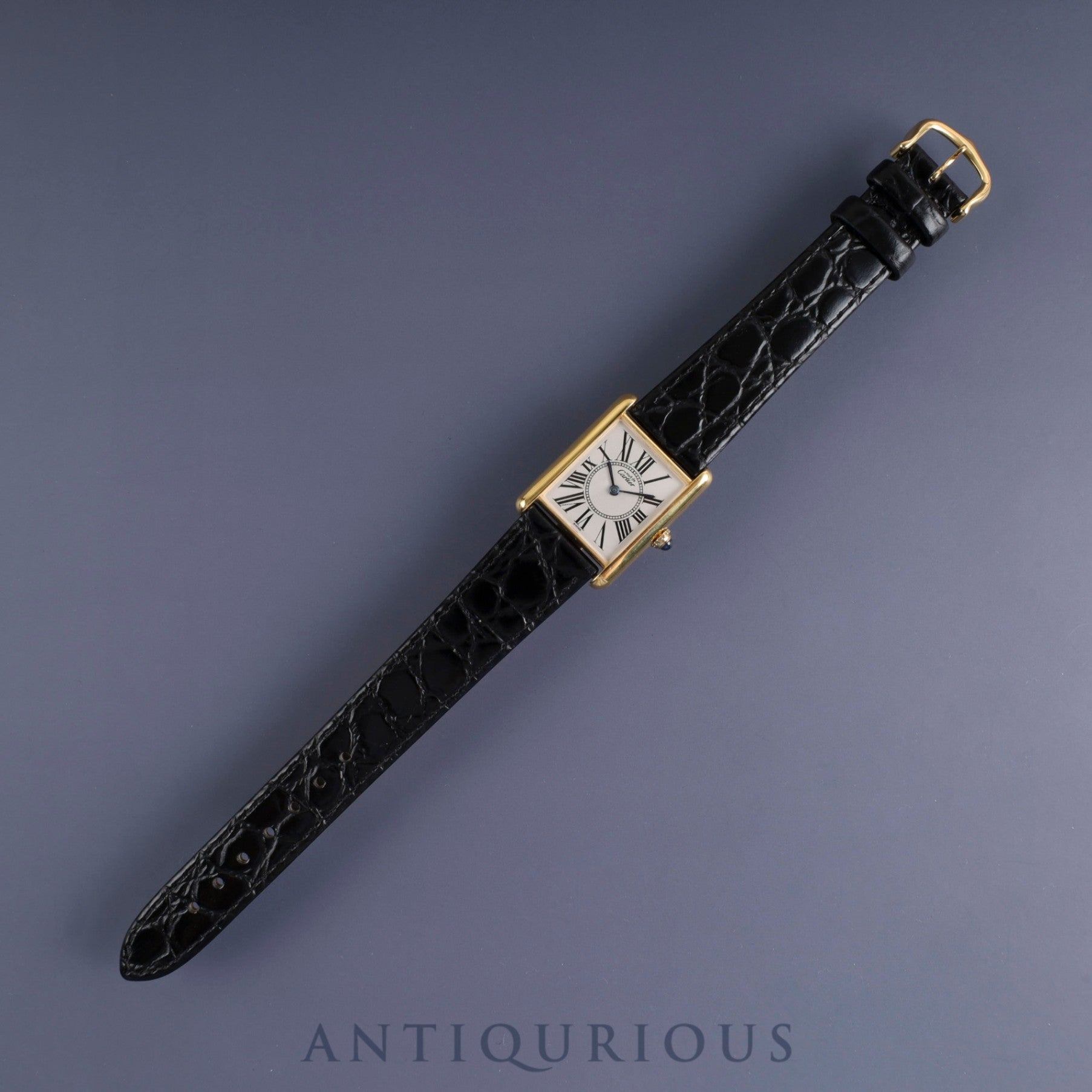 カルティエ マストタンク LM 590005 クォーツ Cal.90 SV925 革 純正尾錠(GP)オパラン文字盤 1982年頃~1995年頃 オーバーホール済み