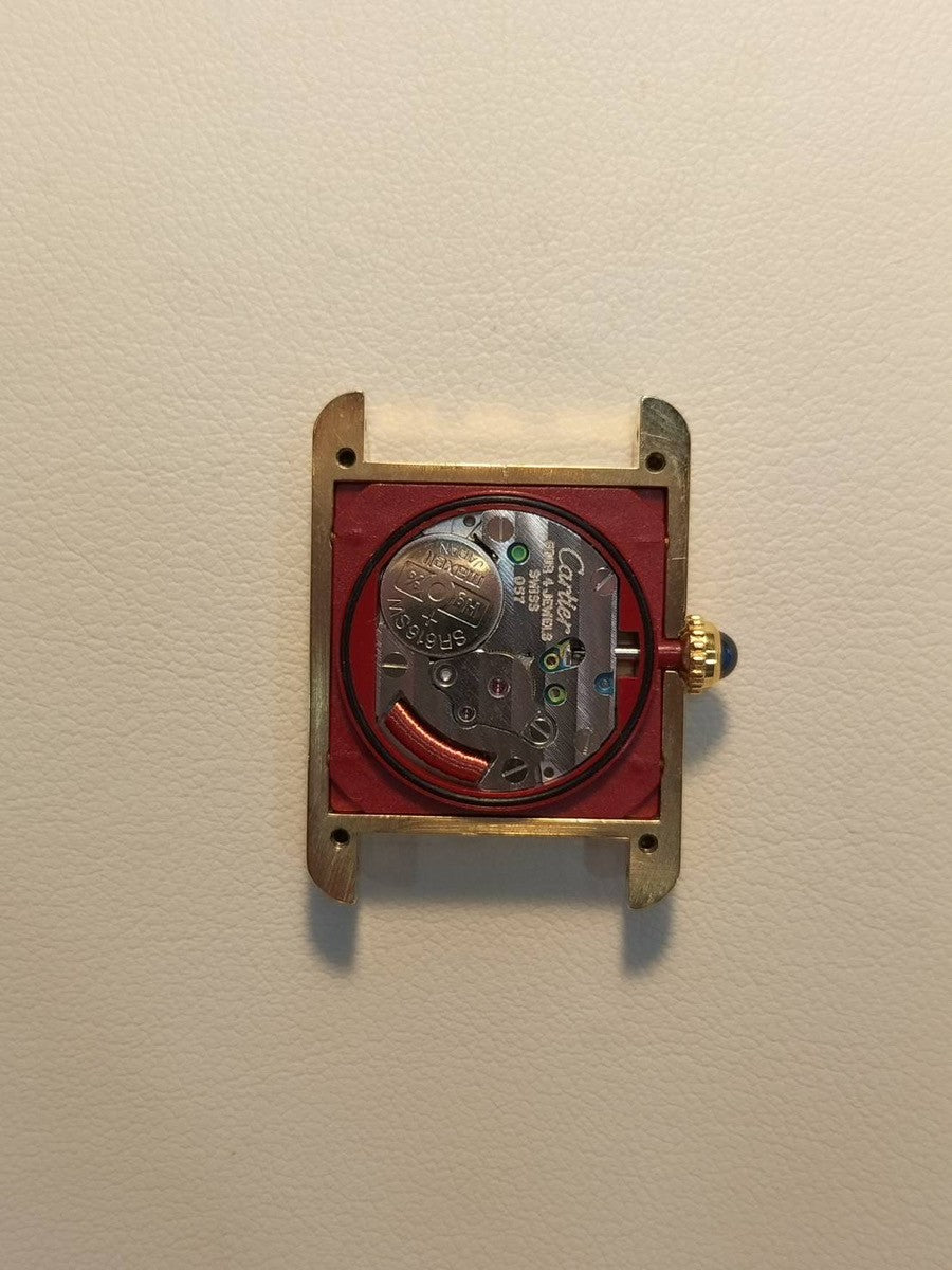 Cartier Must Tank SM 5057001 Quartz Cal.057 SV925 Leather Genuine D-buckle (GP) Opalan dial Box Overhauled