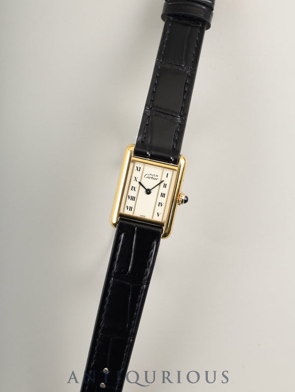 Cartier Must Tank SM W1003053/5057001 Quartz Caliber 057 SV925 Leather Straight Roman Dial 1982-1995 Warranty (Unstated) Overhauled