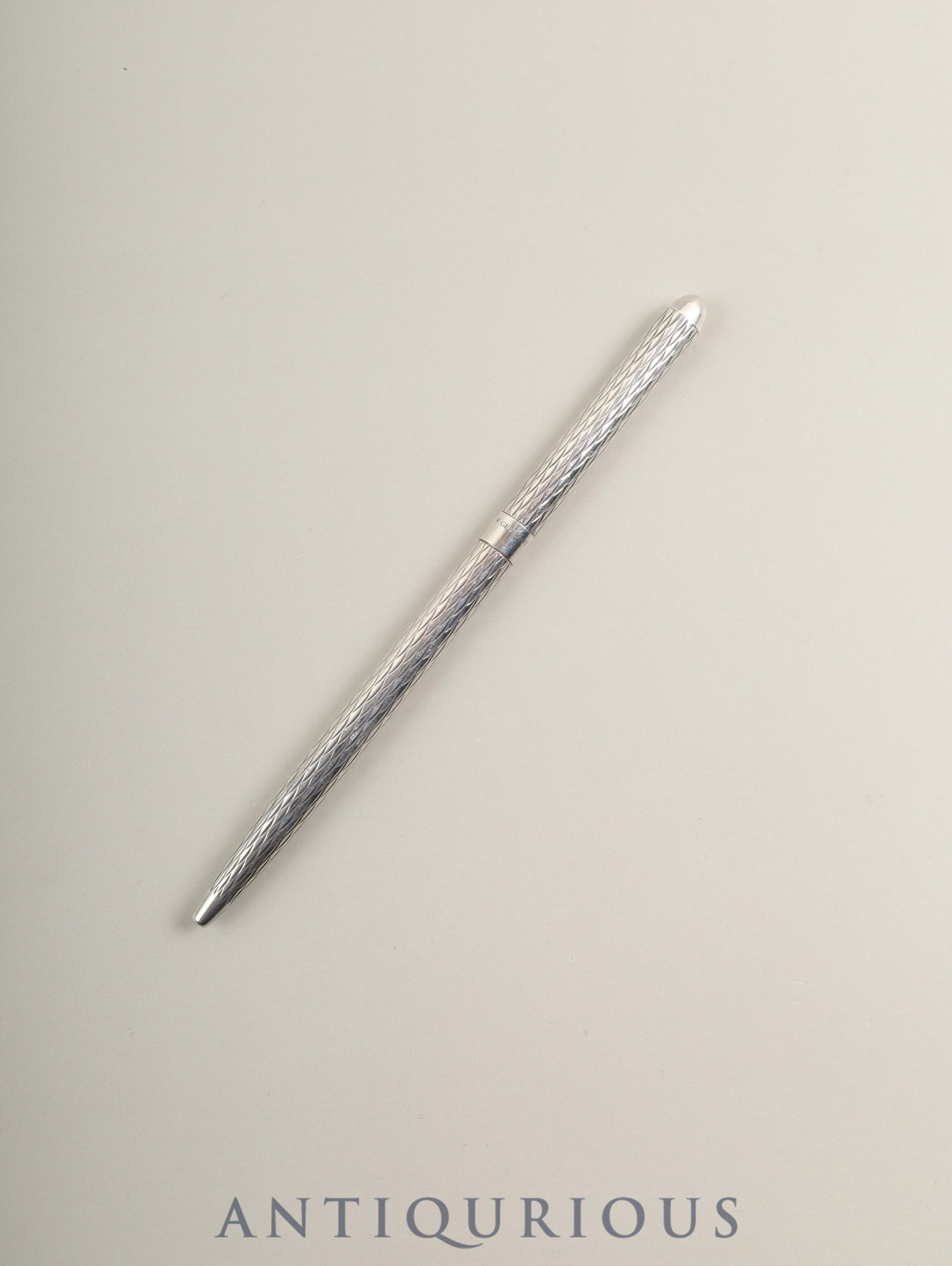 ティファニー ボールペン スターリングシルバー ツイスト式 ドイツ製 ウェーブ カービング 保存袋 ※新品社外インク(ブラック)に交換済み