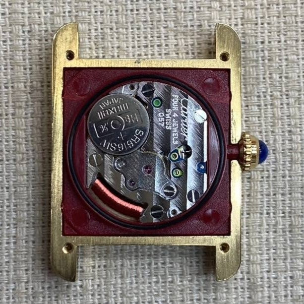 Cartier Must Tank SM 1613 Quartz Cal.057 SV925 Leather Genuine Buckle (GP) Ivory Dial Box Warranty (1996) Overhauled