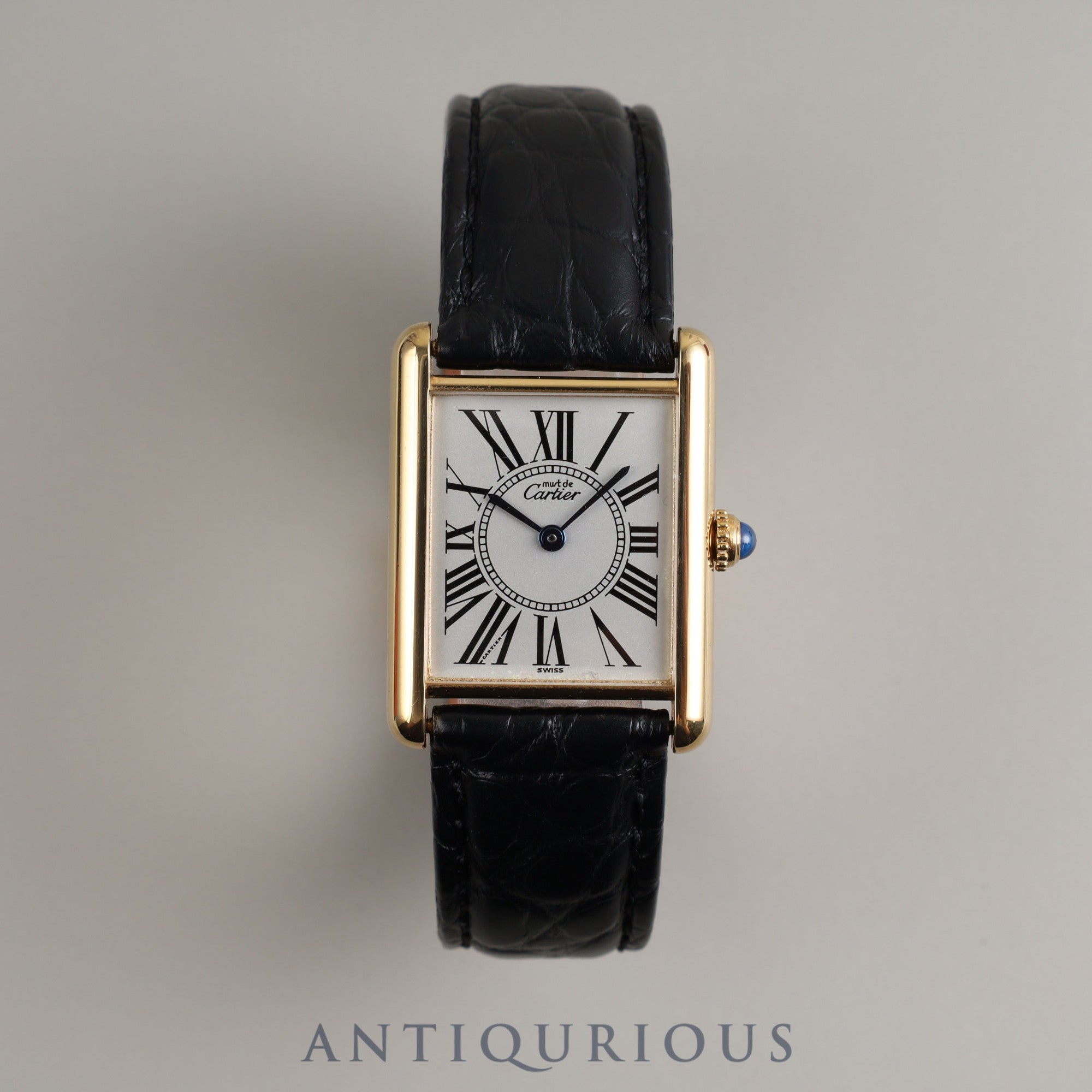 Cartier Must Tank LM QZ Cal.90 W1005654 / 590005 SV925 Leather Genuine Buckle (GP) Opalan Dial Box