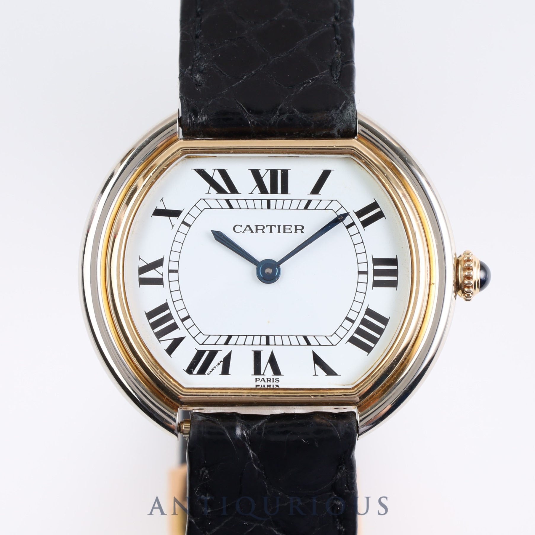 Cartier Ellipse LM 78091 Manual winding Cal.78-1 ETA 2512-1 YG/WG Leather Genuine buckle (750) White dial
