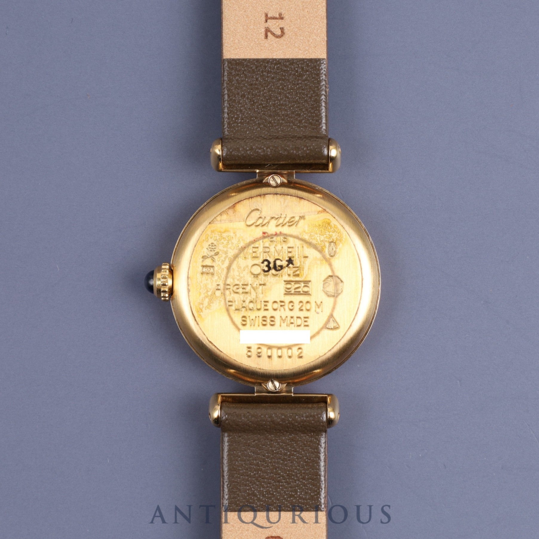 カルティエ マストコリゼ 590002 クォーツ SV925 革 純正尾錠(GP)アイボリーローマン文字盤 1980年代半ば~1994年頃 オーバーホール済み