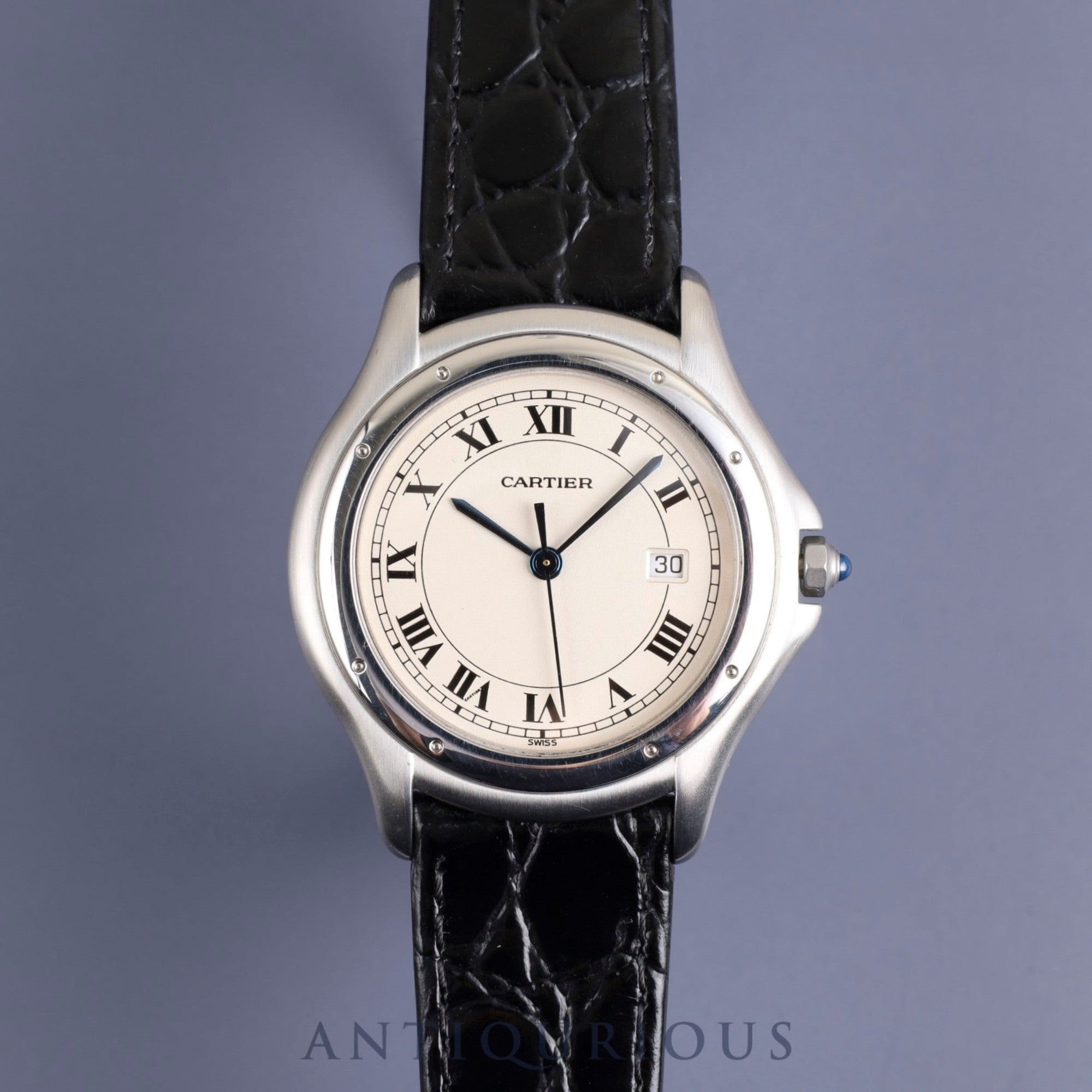 Cartier Panthere Cougar LM W35002F5 / 987904 Quartz SS Leather Genuine Buckle (SS) White Roman Dial Overhauled