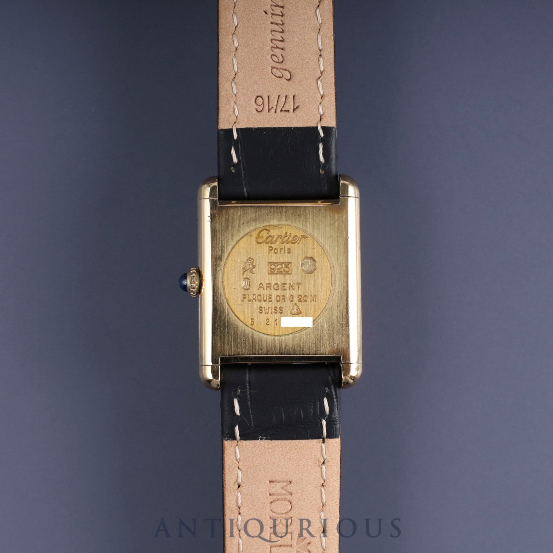 Cartier Must Tank LM Manual winding Cal.78-1 SV925 Leather Genuine buckle (GP) Black Roman dial Overhauled