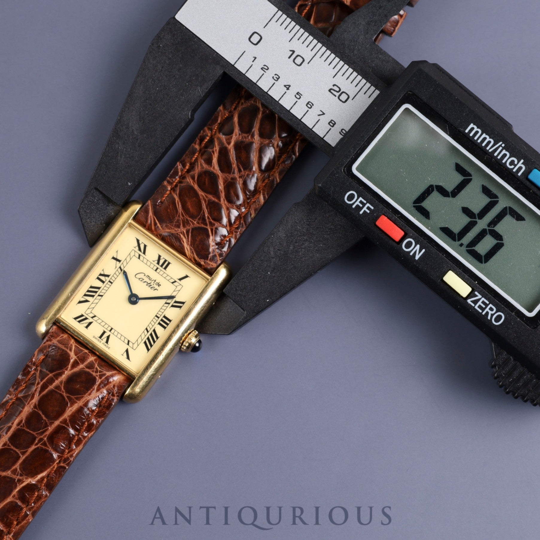 Cartier Must Tank LM 590005 Quartz SV925 Leather Genuine Buckle (GP) Ivory Roman Dial Complete service (full maintenance) completed at Cartier boutique