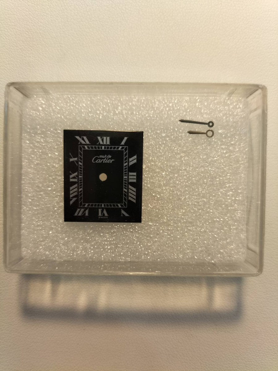 Cartier Must Tank LM Manual Winding SV925 Leather Watch with Genuine GP Buckle, Black Roman Dial, Overhauled