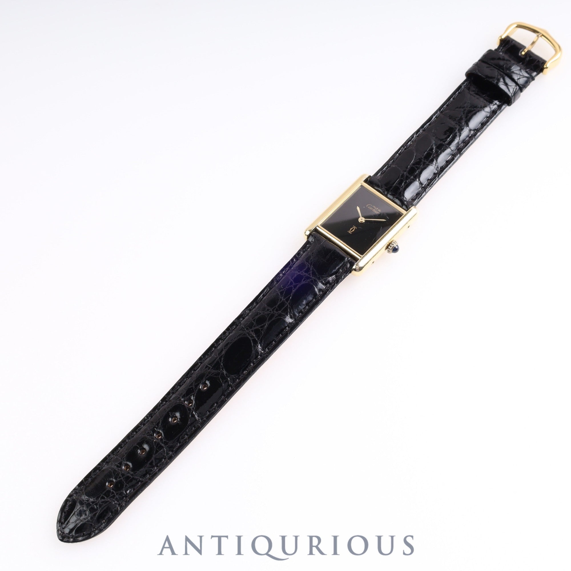 Cartier Must Tank LM Manual winding Genuine buckle Onyx dial Complete Cartier boutique service completed