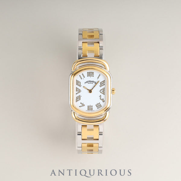 エルメス ラリー RA1.240 クォーツ Cal.976.001 SS/GP SS/GP ホワイト文字盤 オーバーホール済み