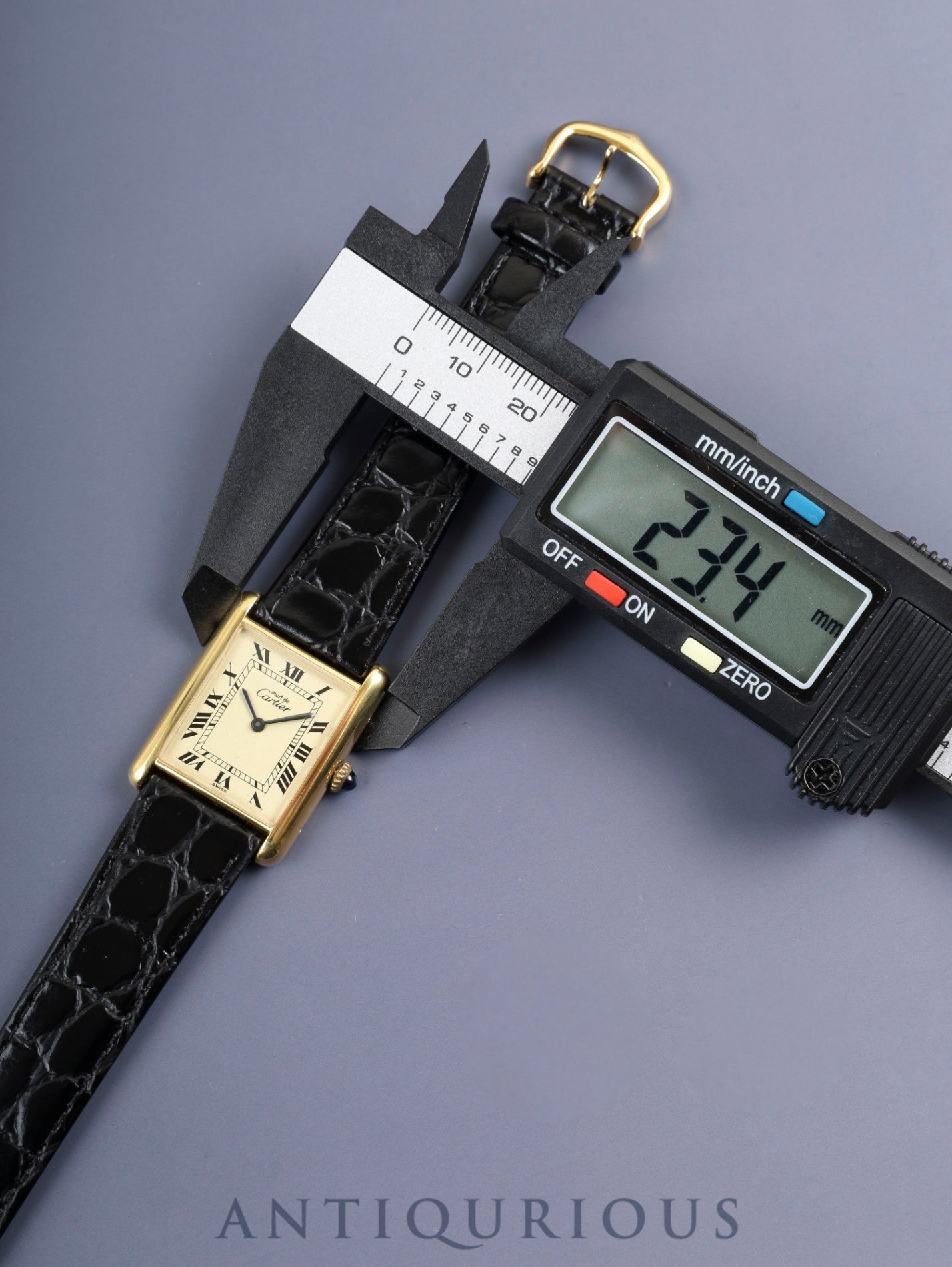 Cartier Must Tank LM, manual winding, Cal. 78-1, SV925, leather, genuine buckle (GP), ivory Roman dial, circa 1976-1981, overhauled and refinished to new condition.