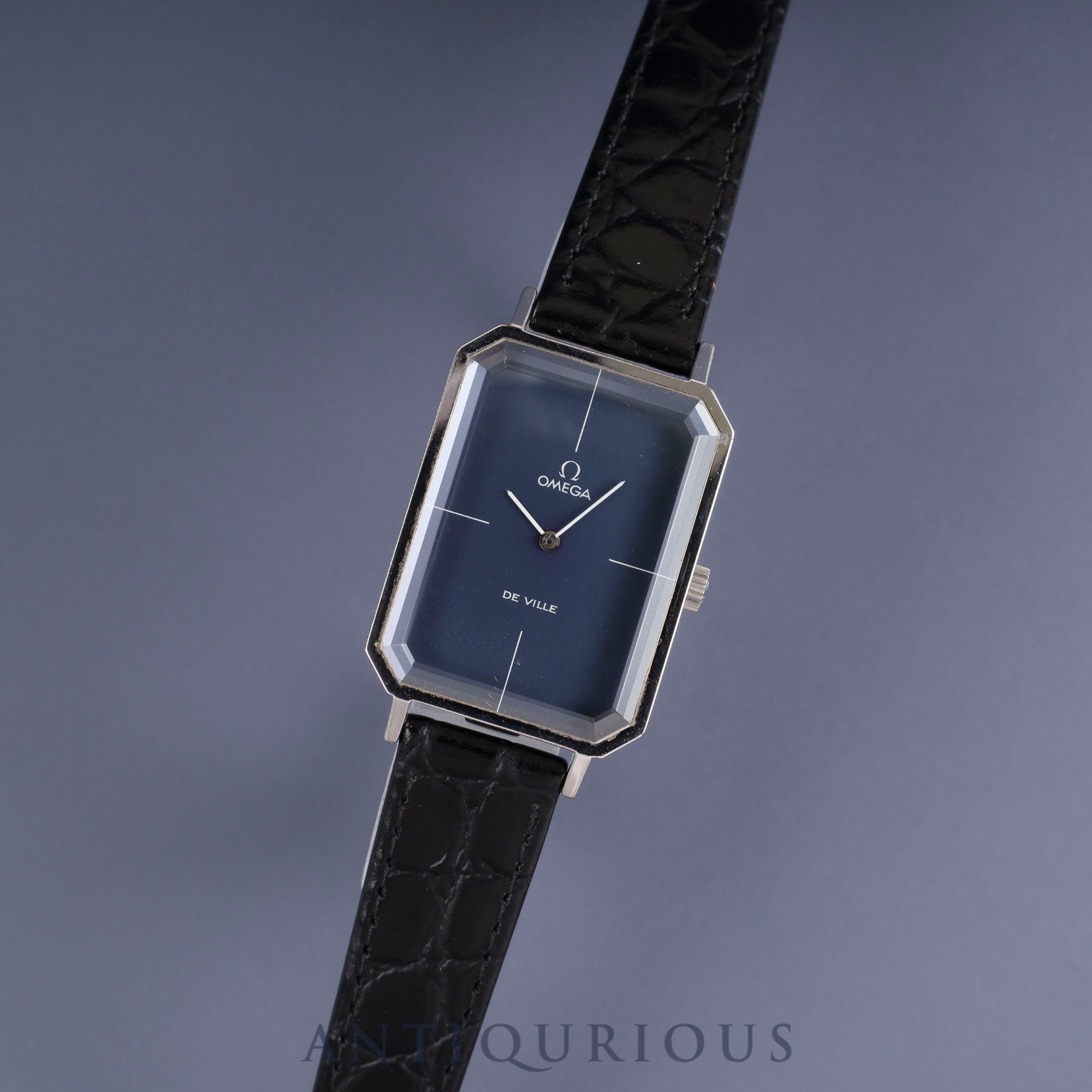 オメガ デ・ヴィル グリマデザイン 5110378 手巻き SS 革 社外尾錠(SS) ブルー文字盤 オーバーホール済み