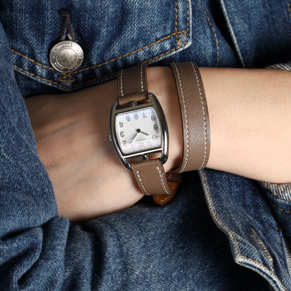 エルメス ケープコッド トノー CT1.210 クオーツ Cal.- SS 革 ホワイト文字盤 箱 保証書(2017年)